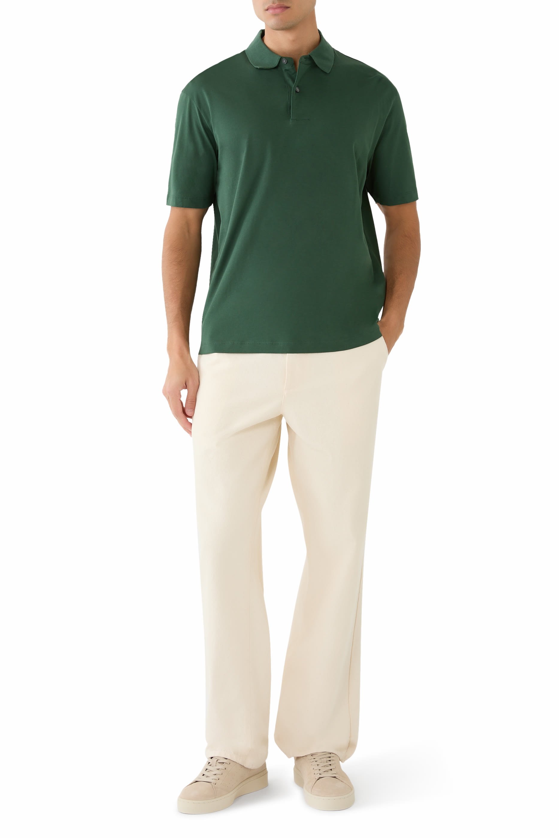 قميص بولو بشعار الماركة المطرز بحجم صغير