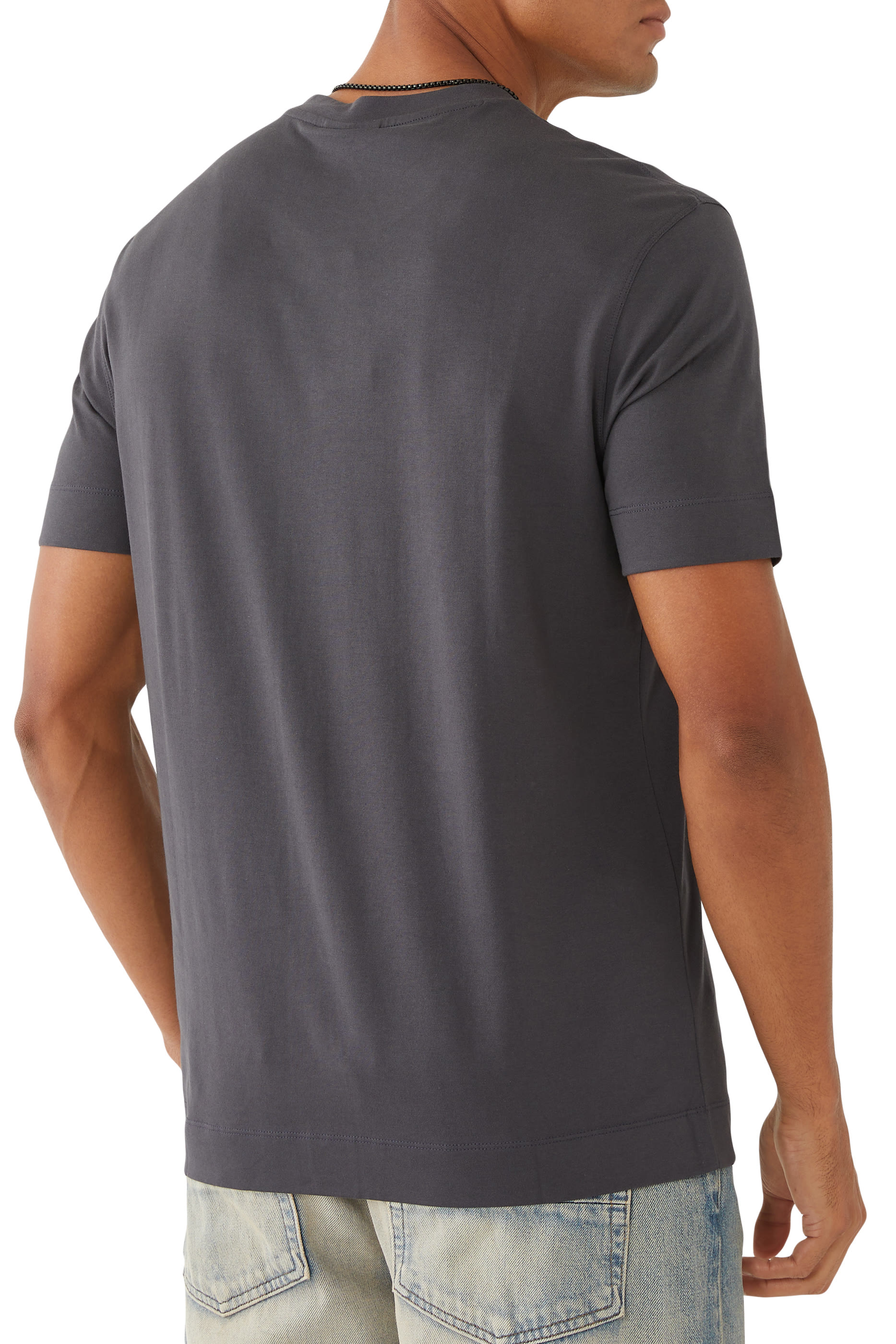 تيشيرت مطرز بحروف شعار الماركة مايكرو قطن