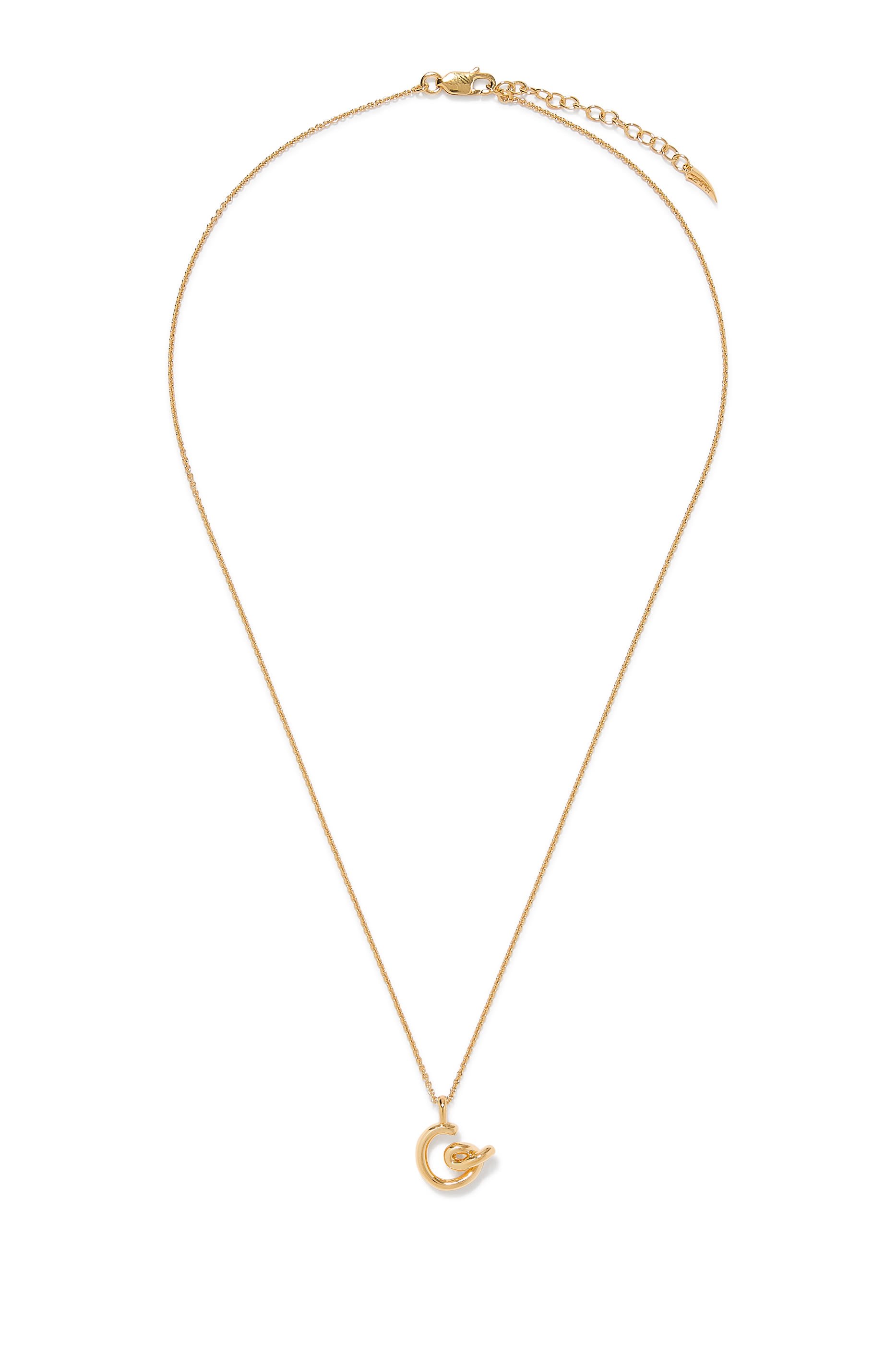 قلادة مولتن صغيرة بدلاية بتصميم حرف G مقوس، فضة إسترلينية معاد تدويرها مطلية بذهب أصفر معاد تدويره عيار 18