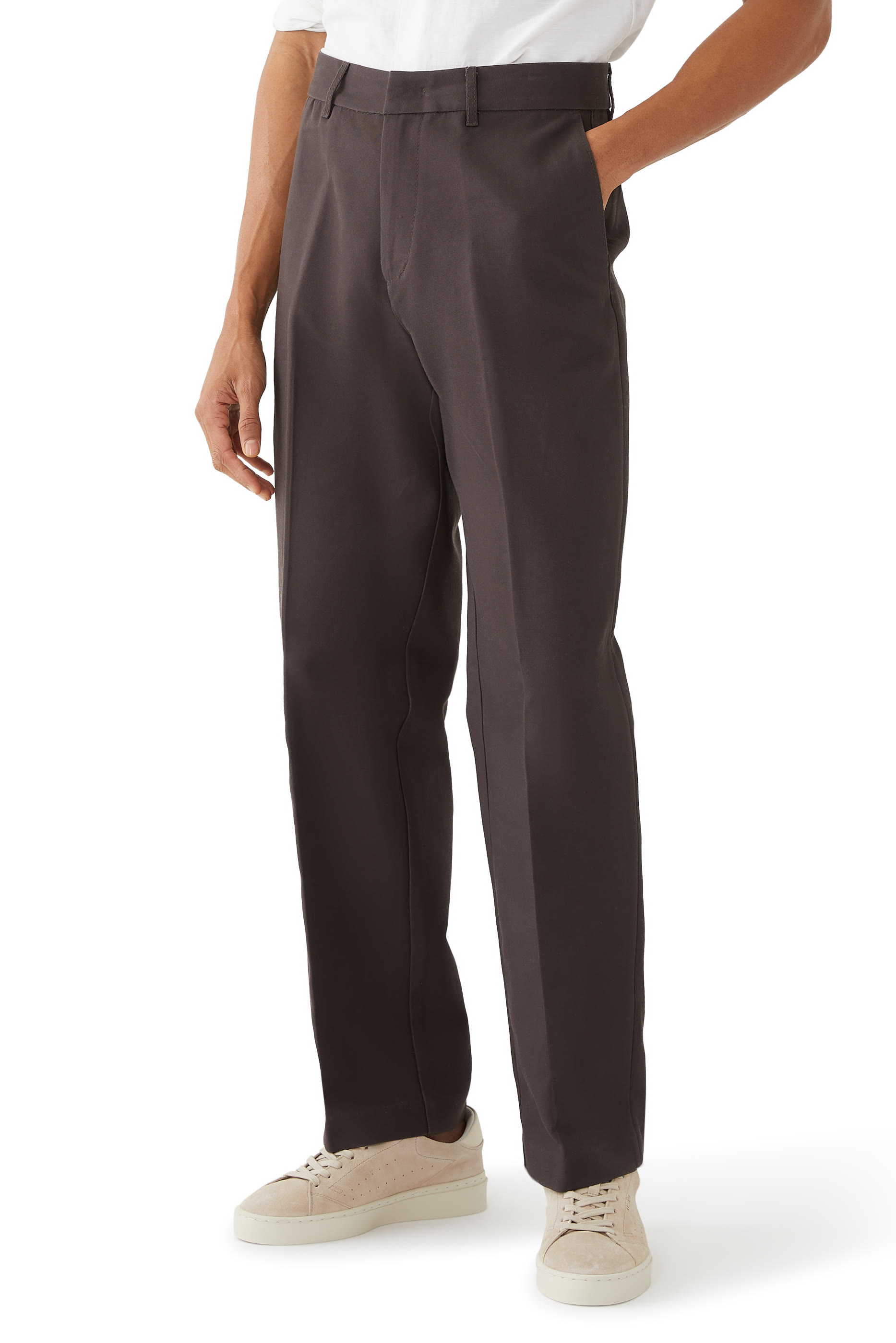 بنطال بقصة ساق مستقيمة قماش قنب