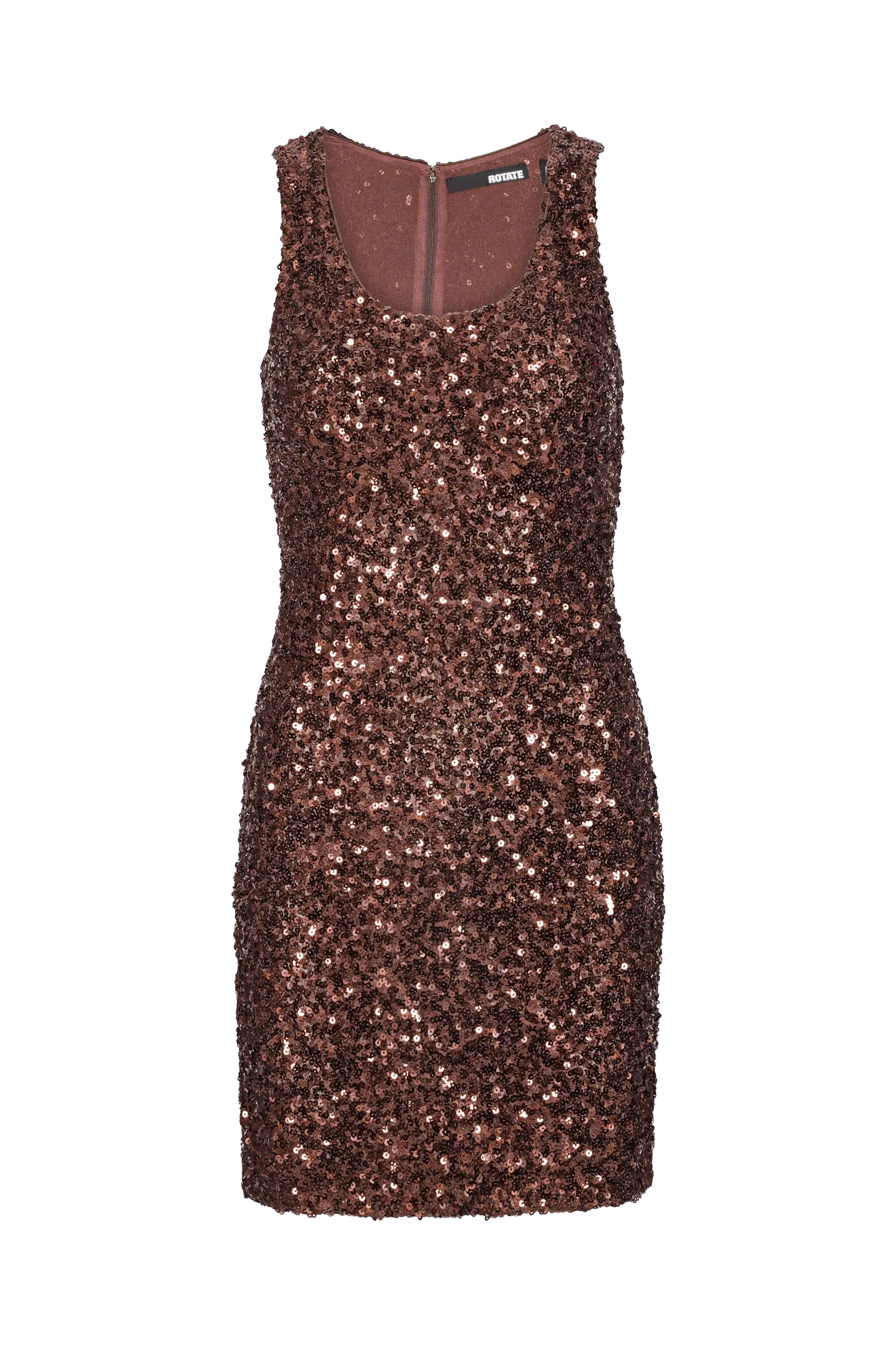 فستان بلا أكمام مطرز بترتر