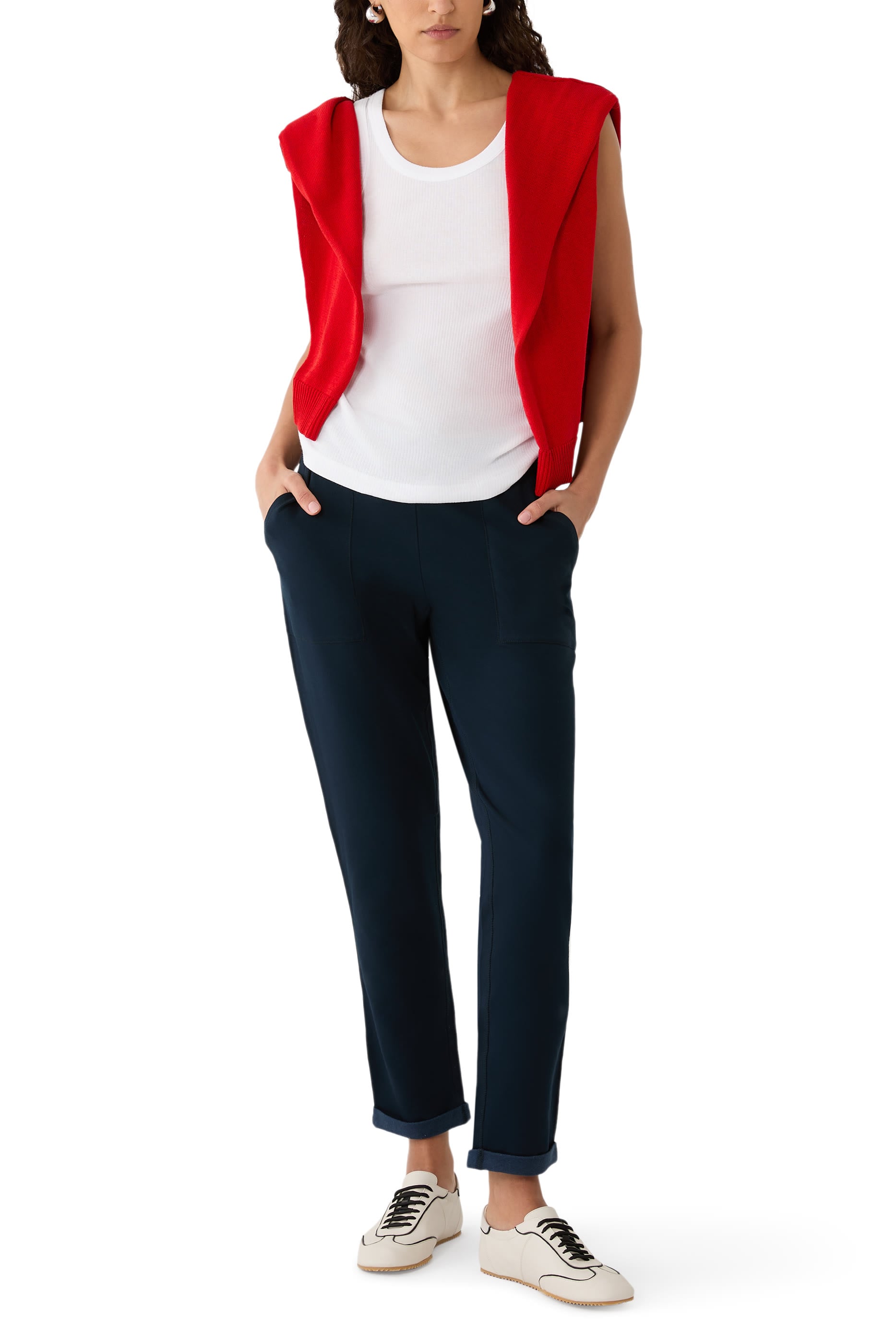 بنطال رياضي بأساور مطوية وطبقة داخلية صوف