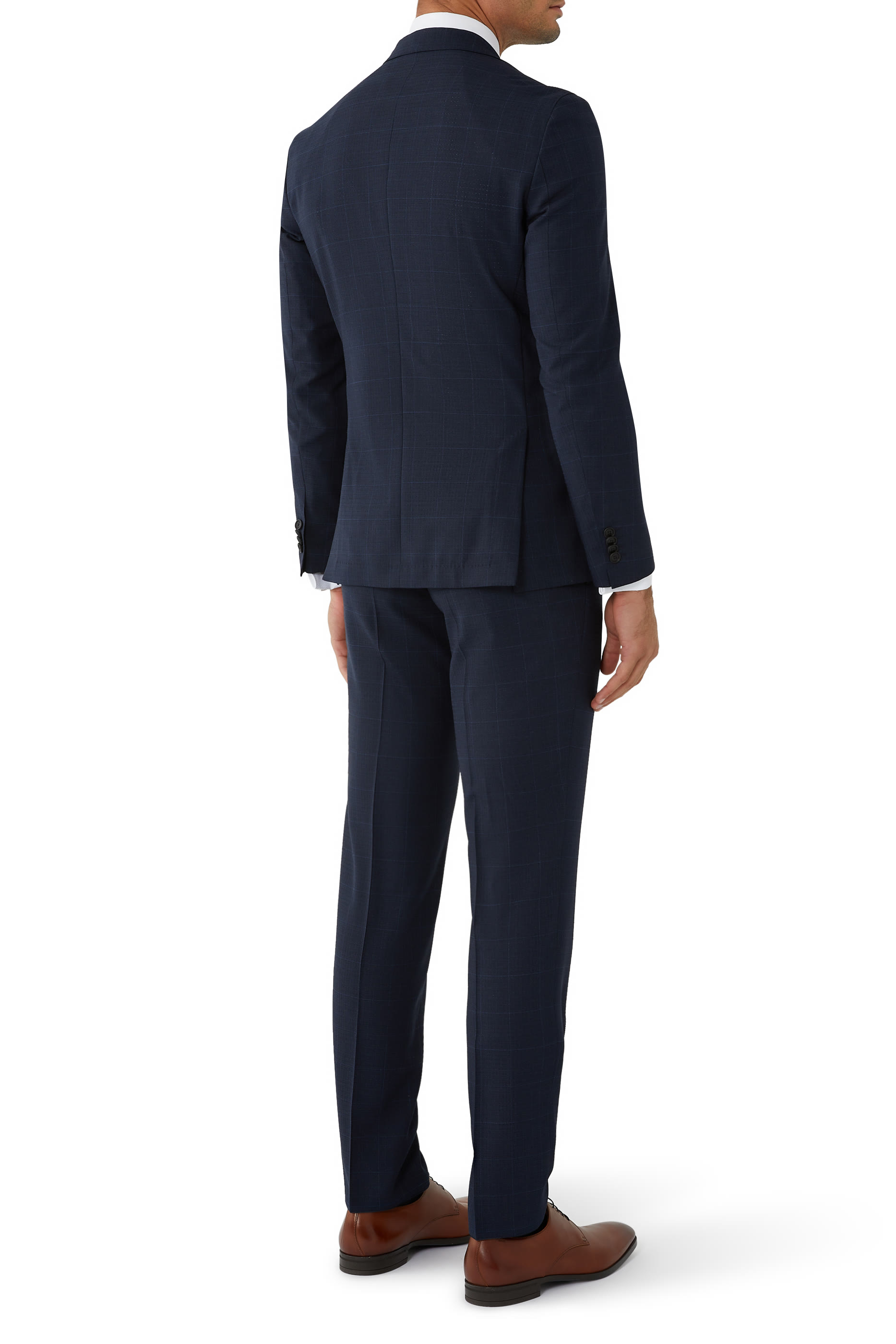 بدلة بقصة ضيقة ونقشة مربعات قطعتين