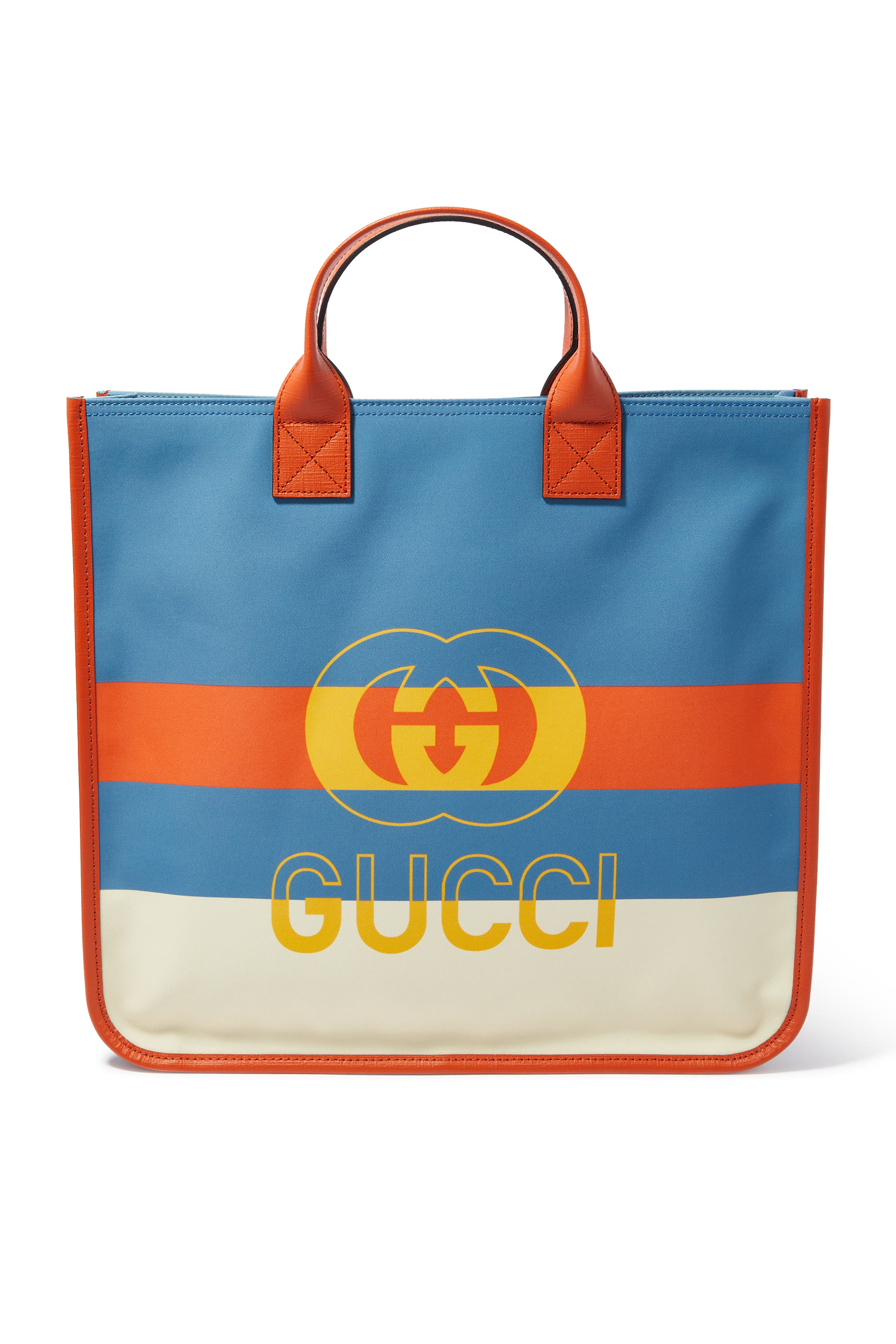 حقيبة يد للأطفال بشريط ويب ونقشة حرفي شعار الماركة بتصميم متداخل