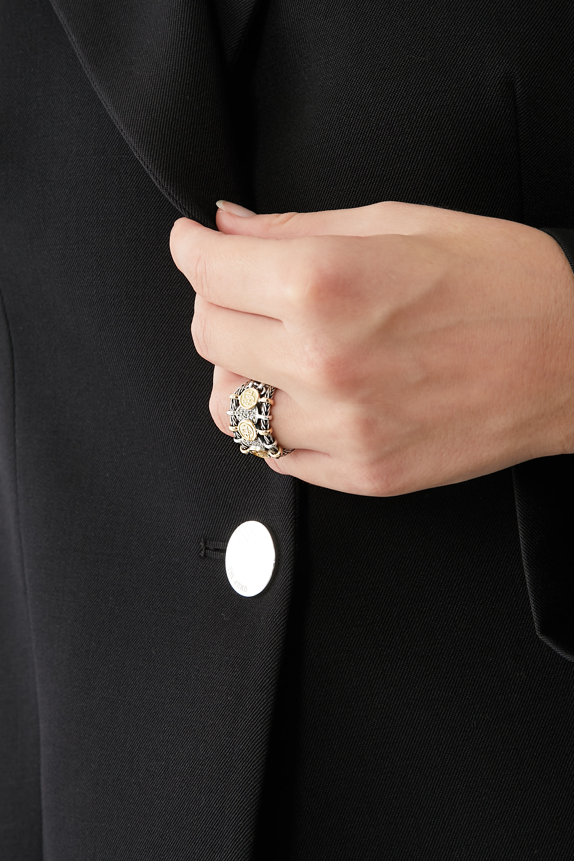 خاتم بلسينجز بحلقات ذهب عيار 18 قيراط وفضة إسترلينية