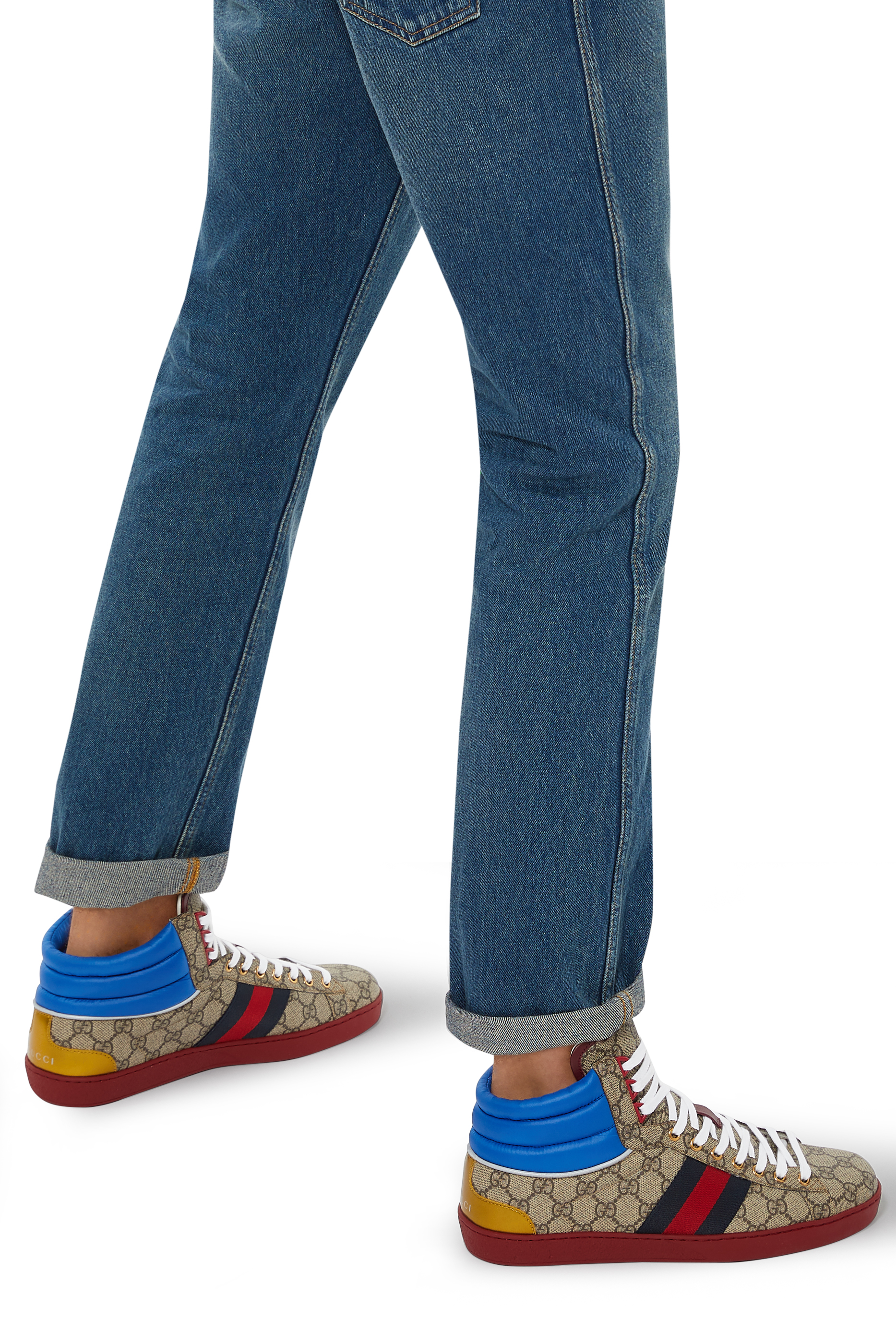 سنيكرز إيس بنقشة حرفي GG فوق الكاحل