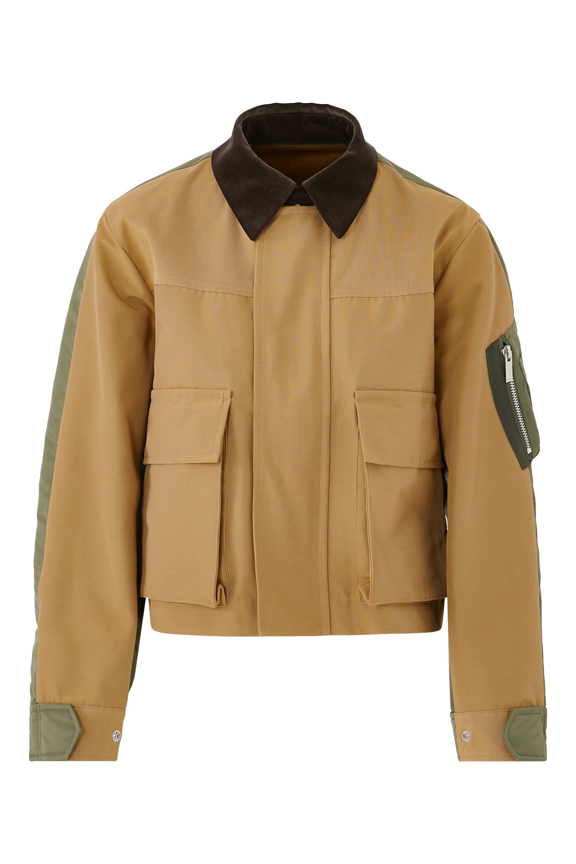 جاكيت بسحاب نايلون تويل و قماش بارز الملمس