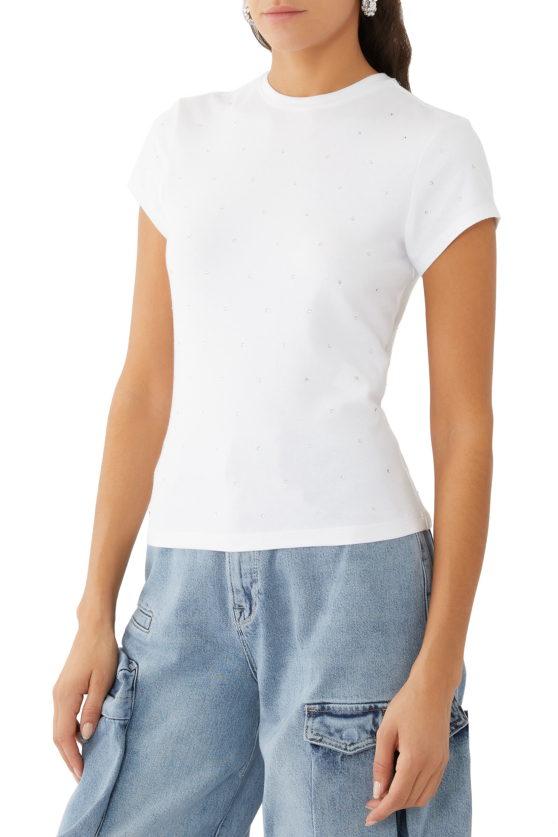 تيشيرت بايبي مرصع بالكريستال