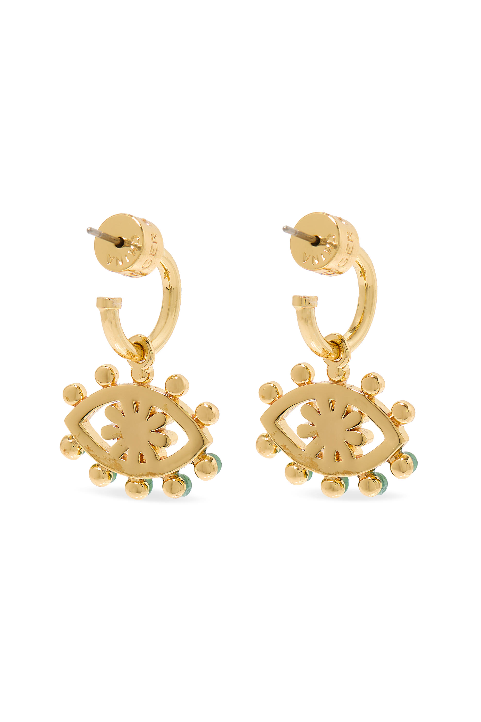 أقراط هاجي مرصعة بأحجار متنوعة بتصميم عين وكريستال، نحاس