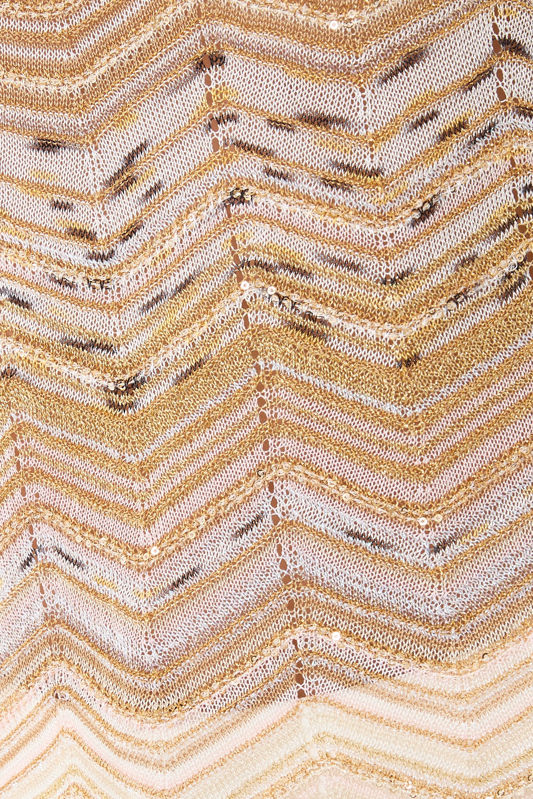 بلوزة بياقة ضيقة وبلا أكمام فيسكوز لاميه بنمط شيفرون