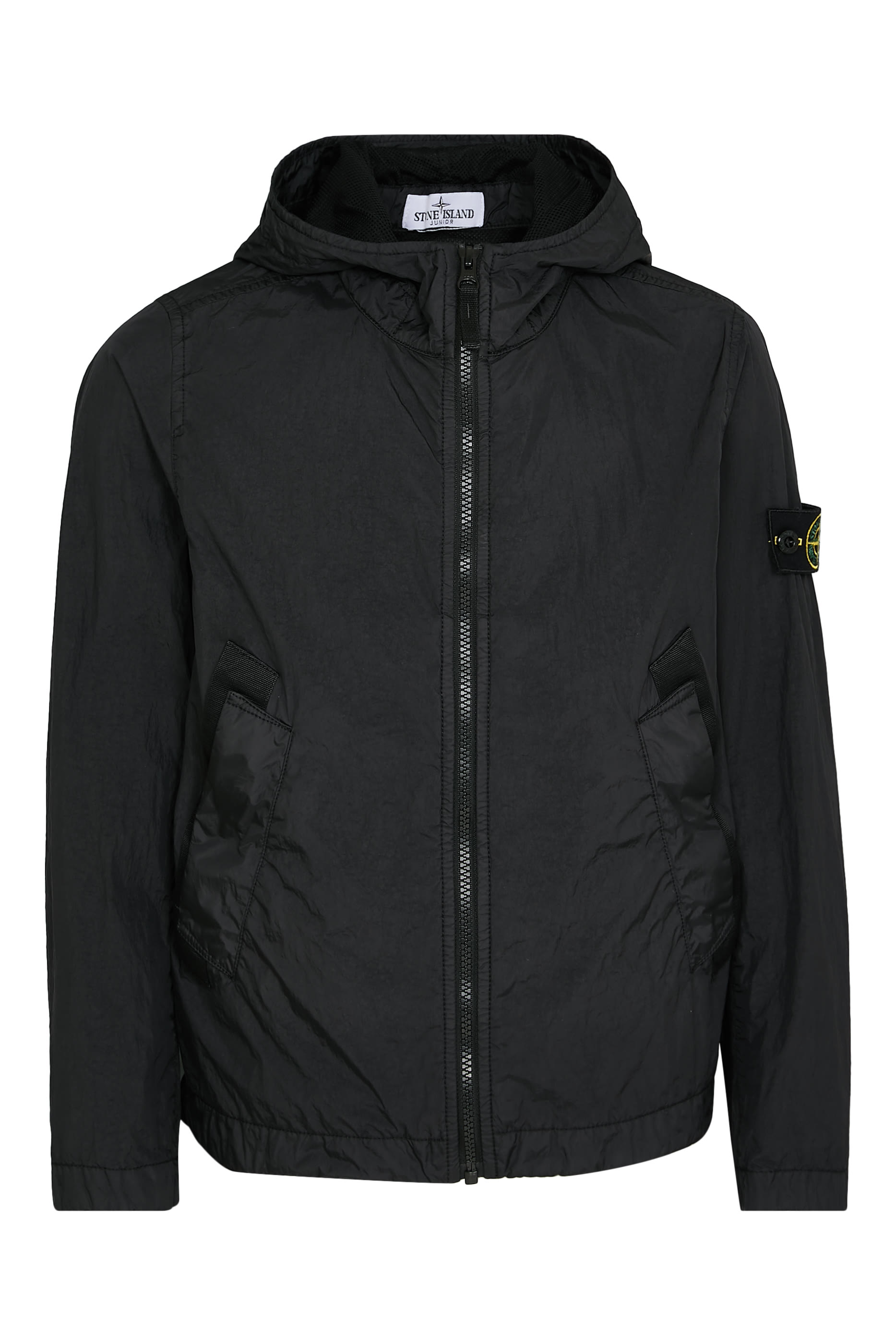 جاكيت بغطاء للرأس ورقعة شعار الماركة للأطفال