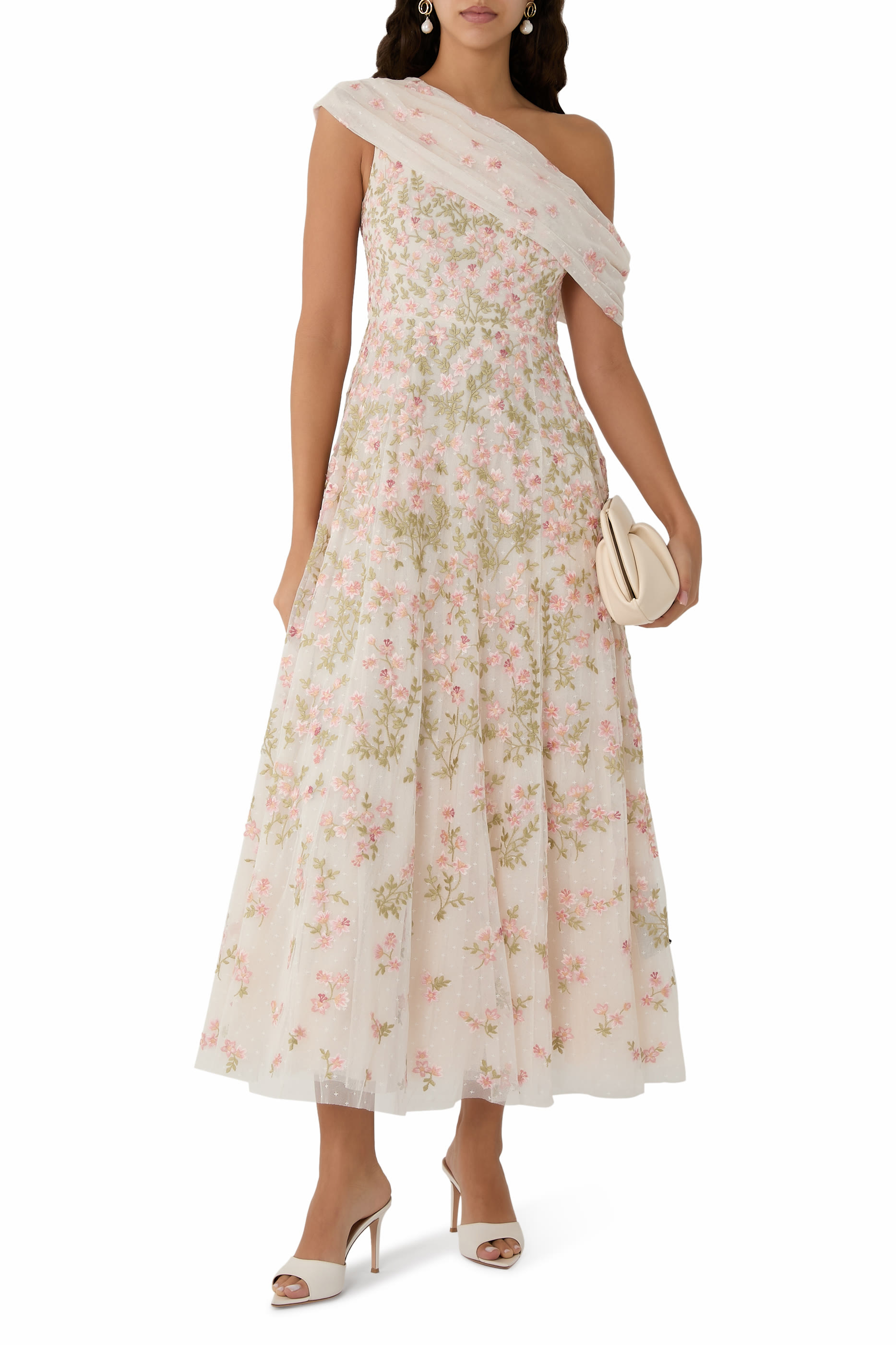 فستان سهرة ايفرت بلوم بقصة بطول الكاحل وكتف مكشوف