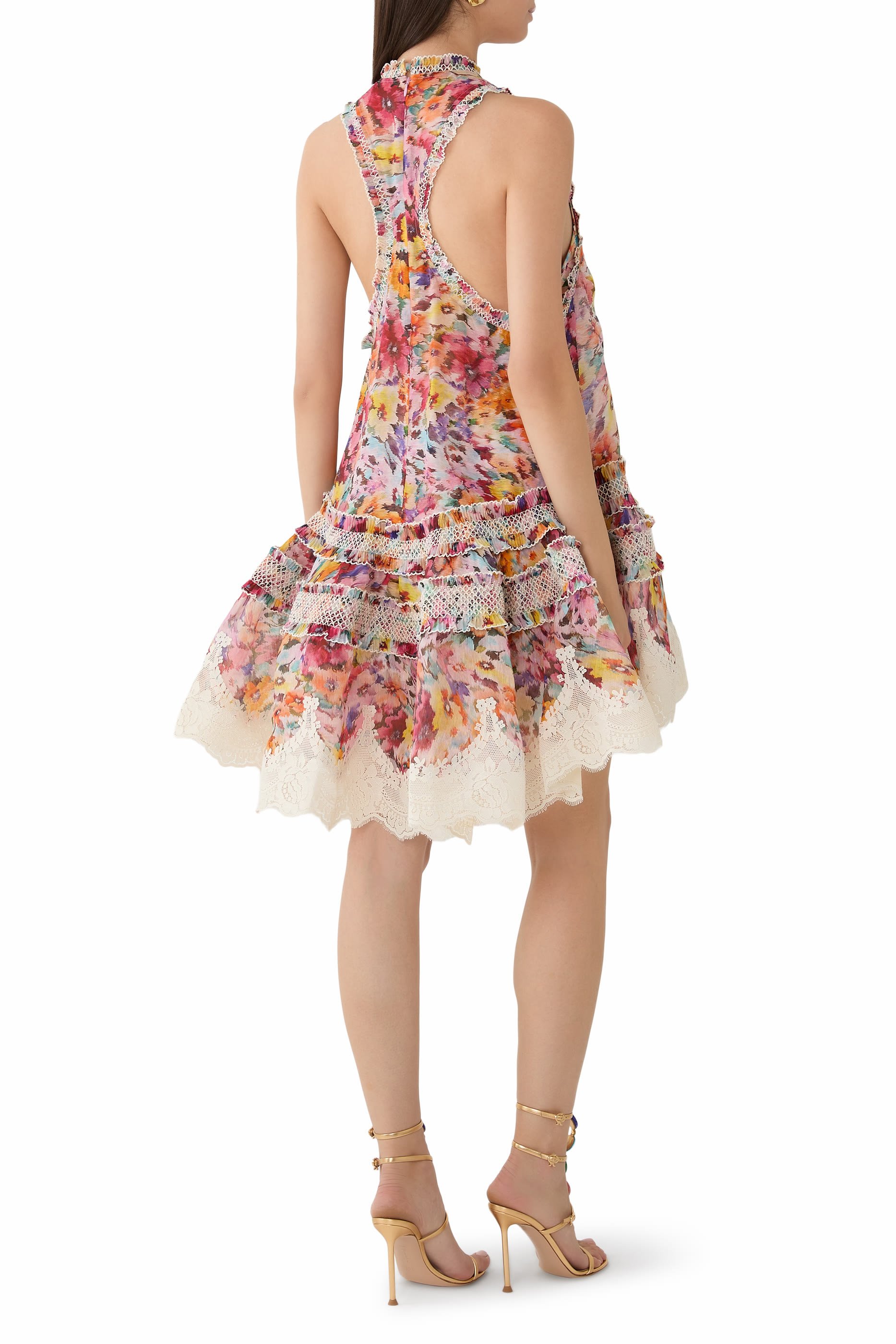 فستان لونا مزن بكشكش بحافة مستديرة