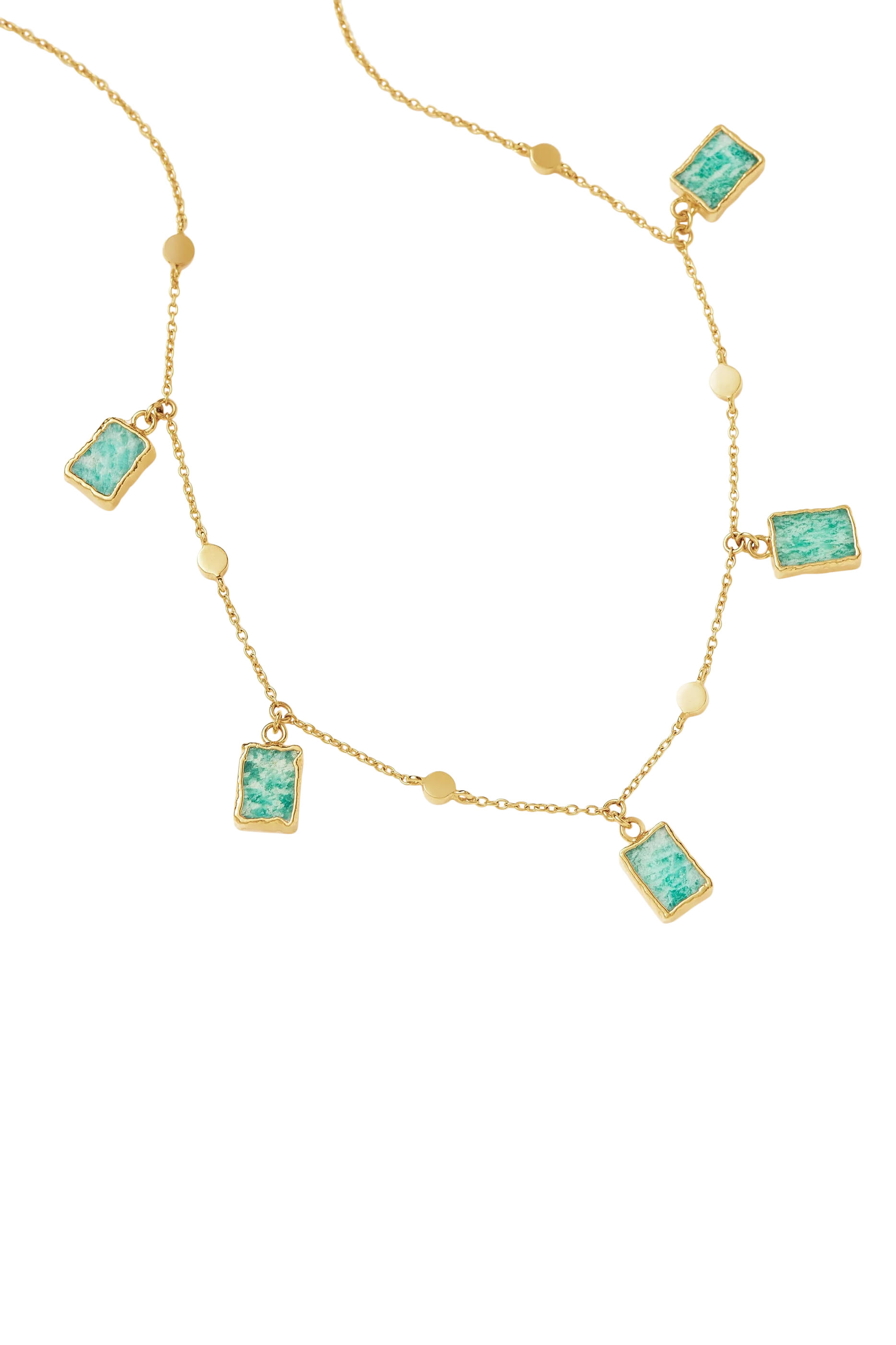 قلادة رقبة لينا بحلي مرصعة بأحجار أمازونيت، نحاس مطلي بذهب عيار 18