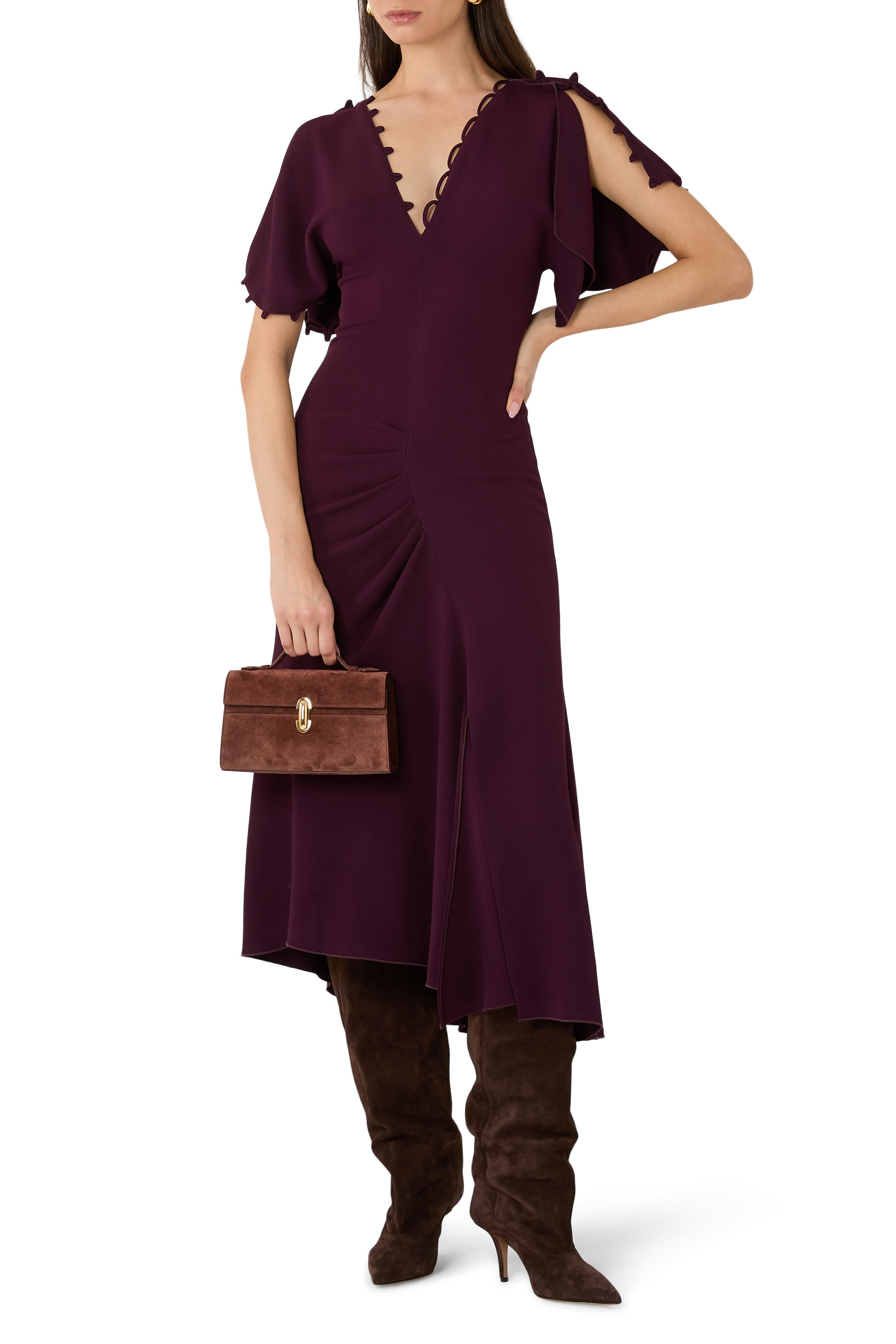 Short Sleeve Rouleaux Detail Dress 