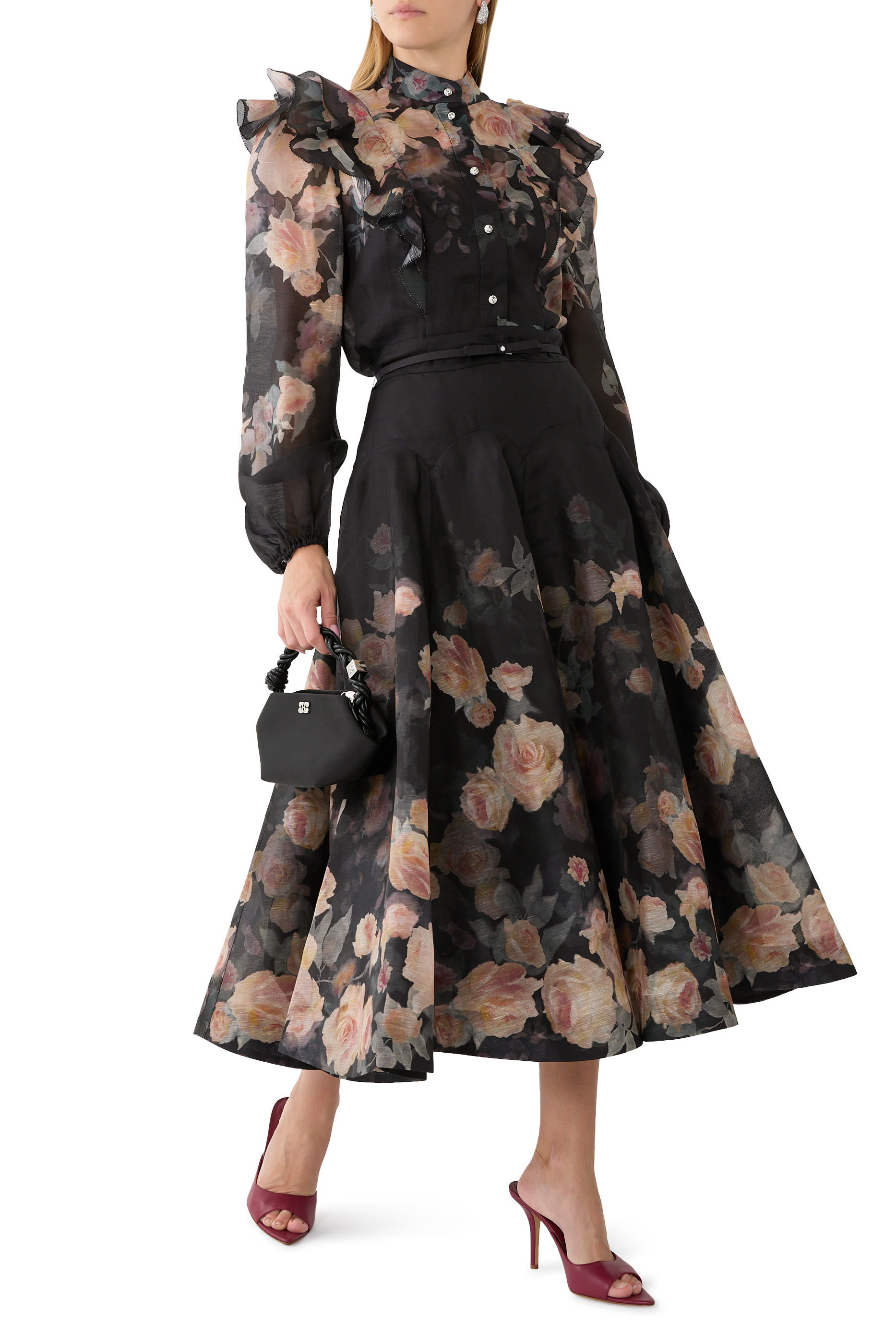 تنورة كراش بقصة واسعة متوسطة الطول