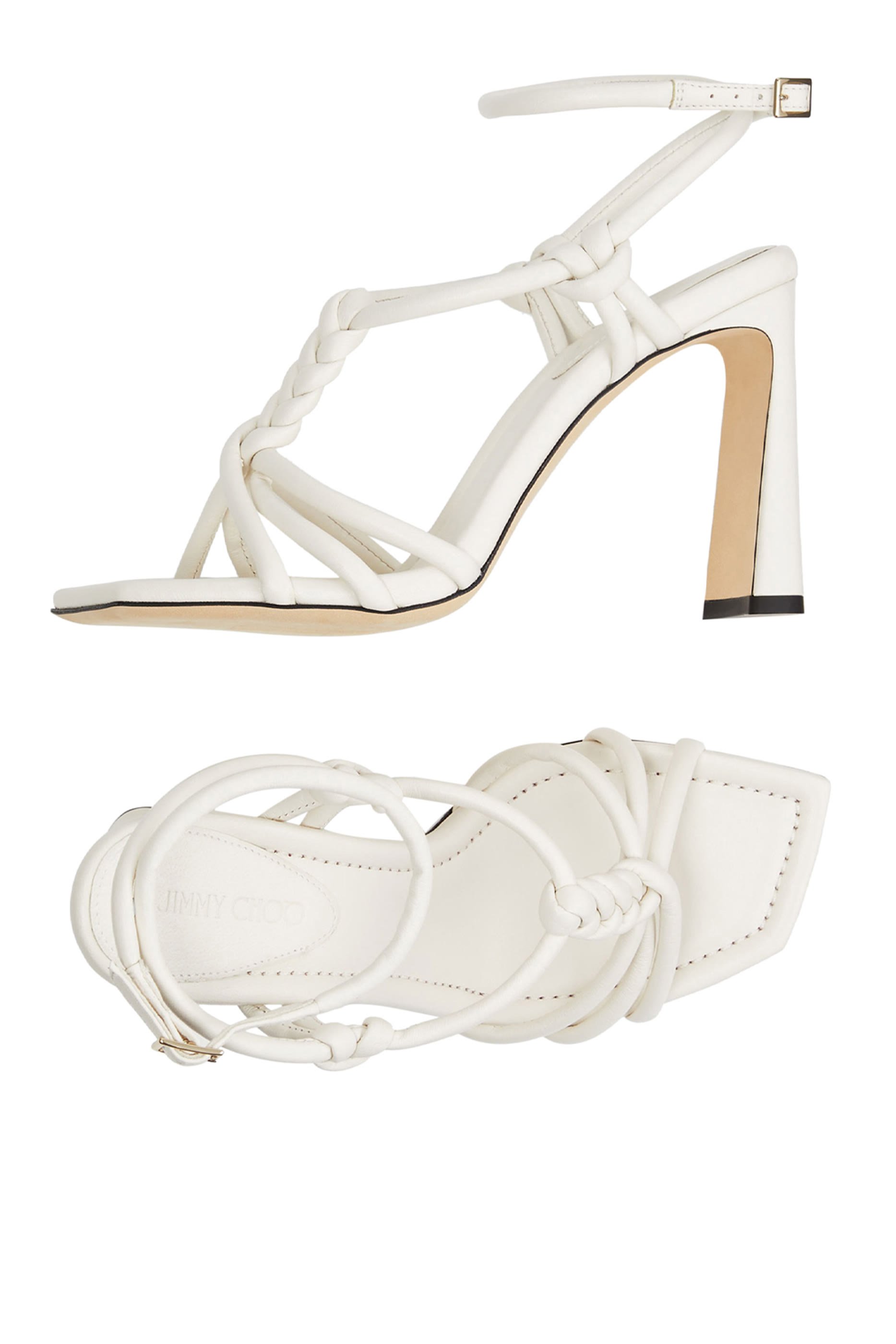 صندل كاليبسو 95 جلد بكعب وسيور مجدولة