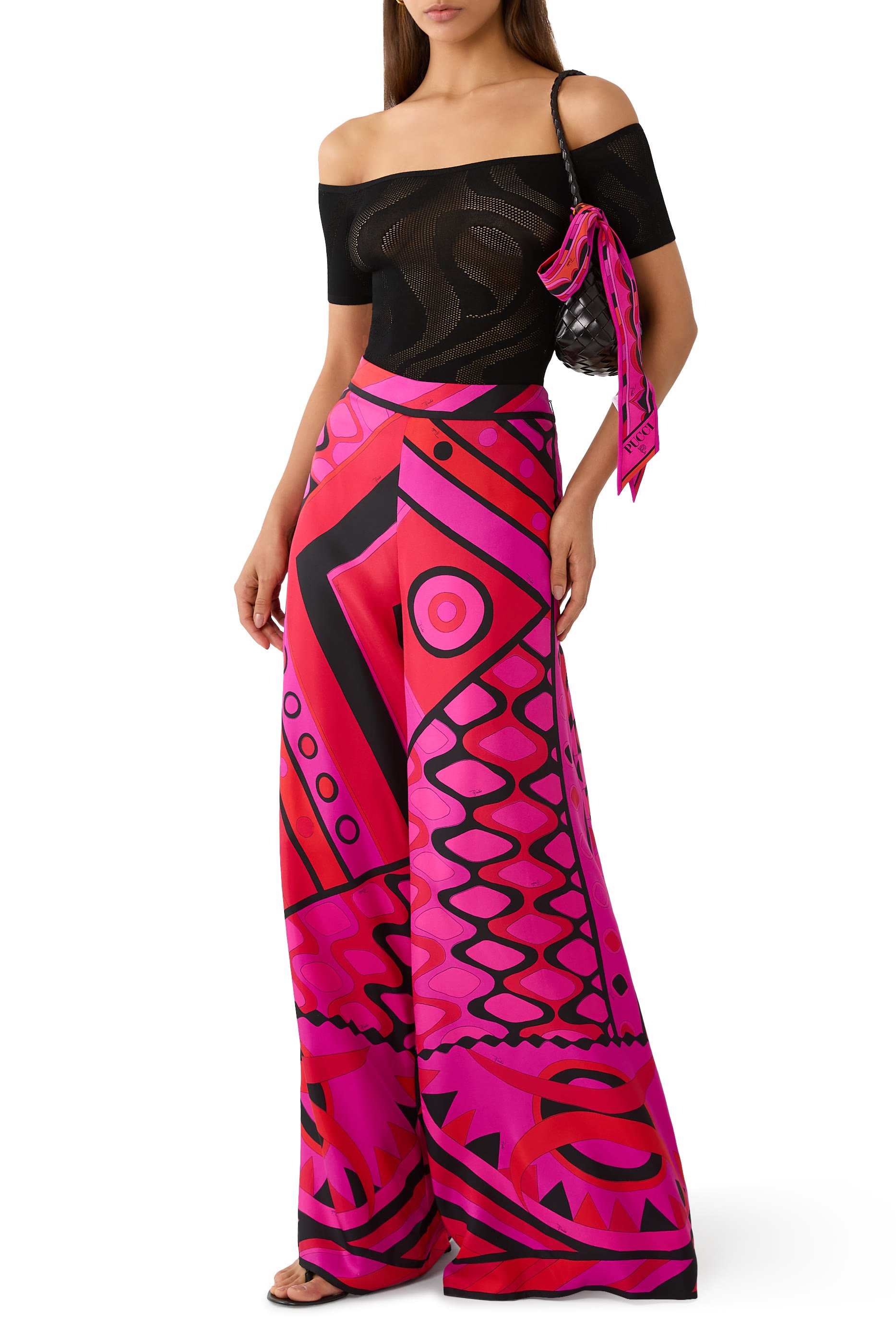 وشاح بنقشة متنوعة حرير تويل