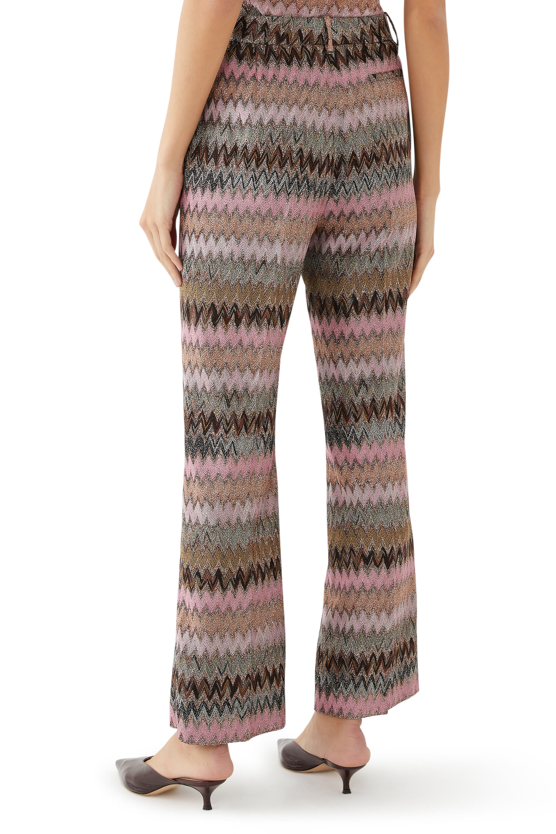 بنطال قصير بحزام مزيج فيسكوز لامع بنقشة متعرجة