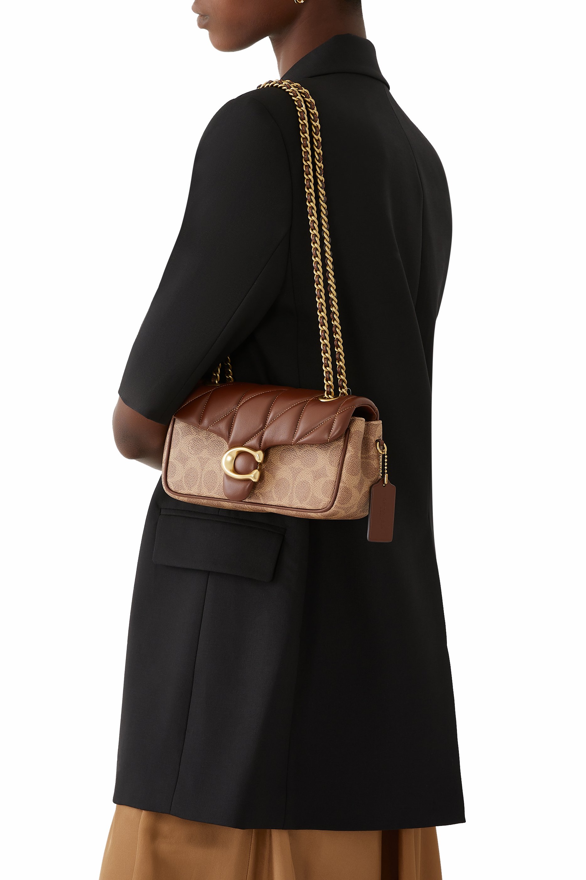 حقيبة كتف تابي 20 مبطنة قنب بنقشة شعار الماركة