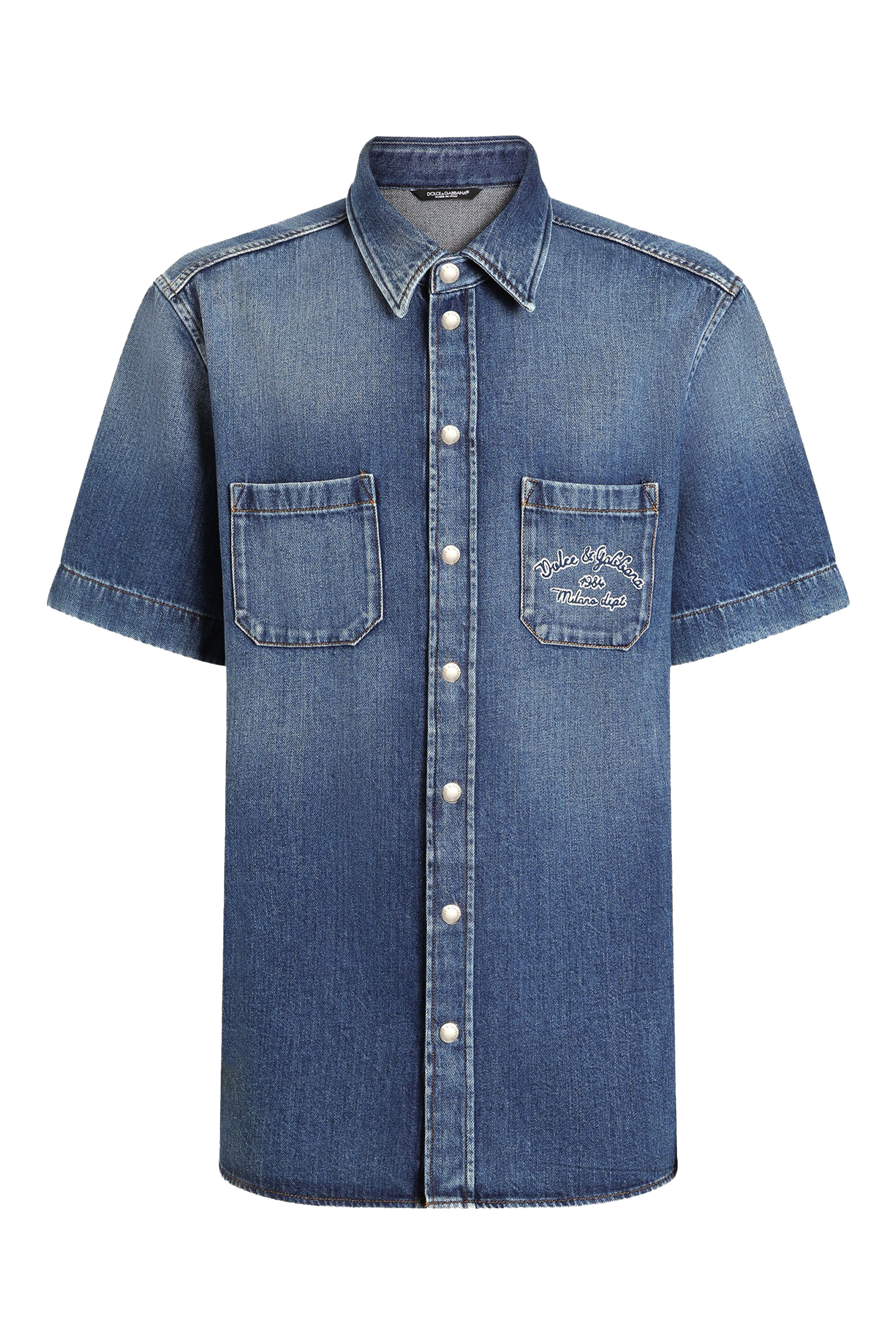 قميص دنيم بشعار الماركة