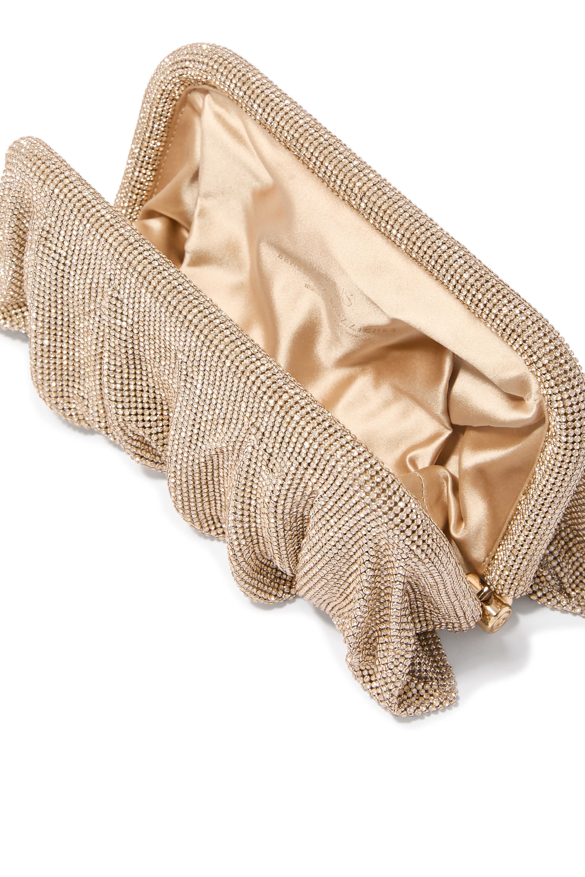 حقيبة كلاتش فينوس لا غروند قماش شبكي مرصعة بأحجار الراين وكريستال