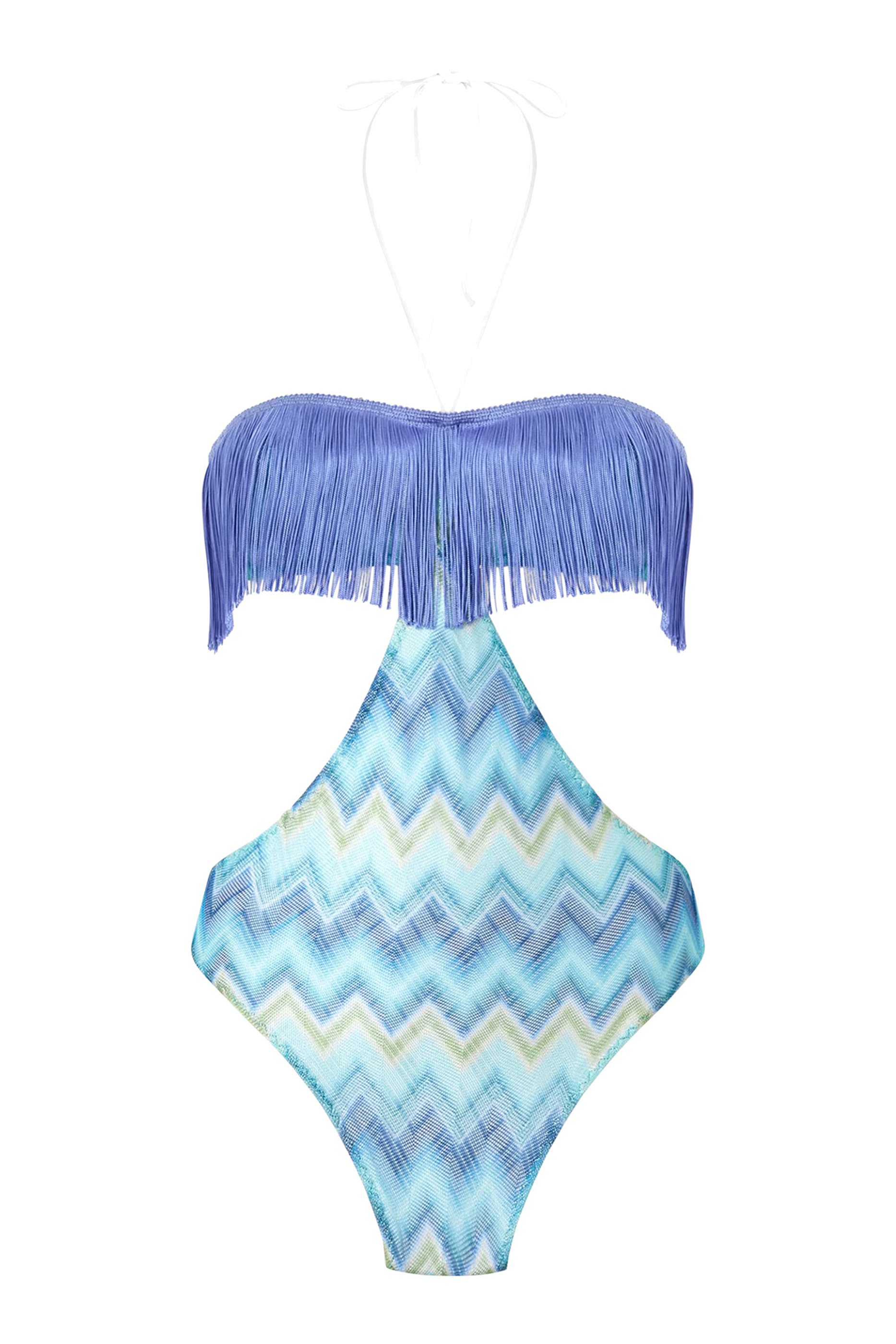 بدلة سباحة بتصميم قطعة واحدة بشرابات ونقشة خطوط باهتة