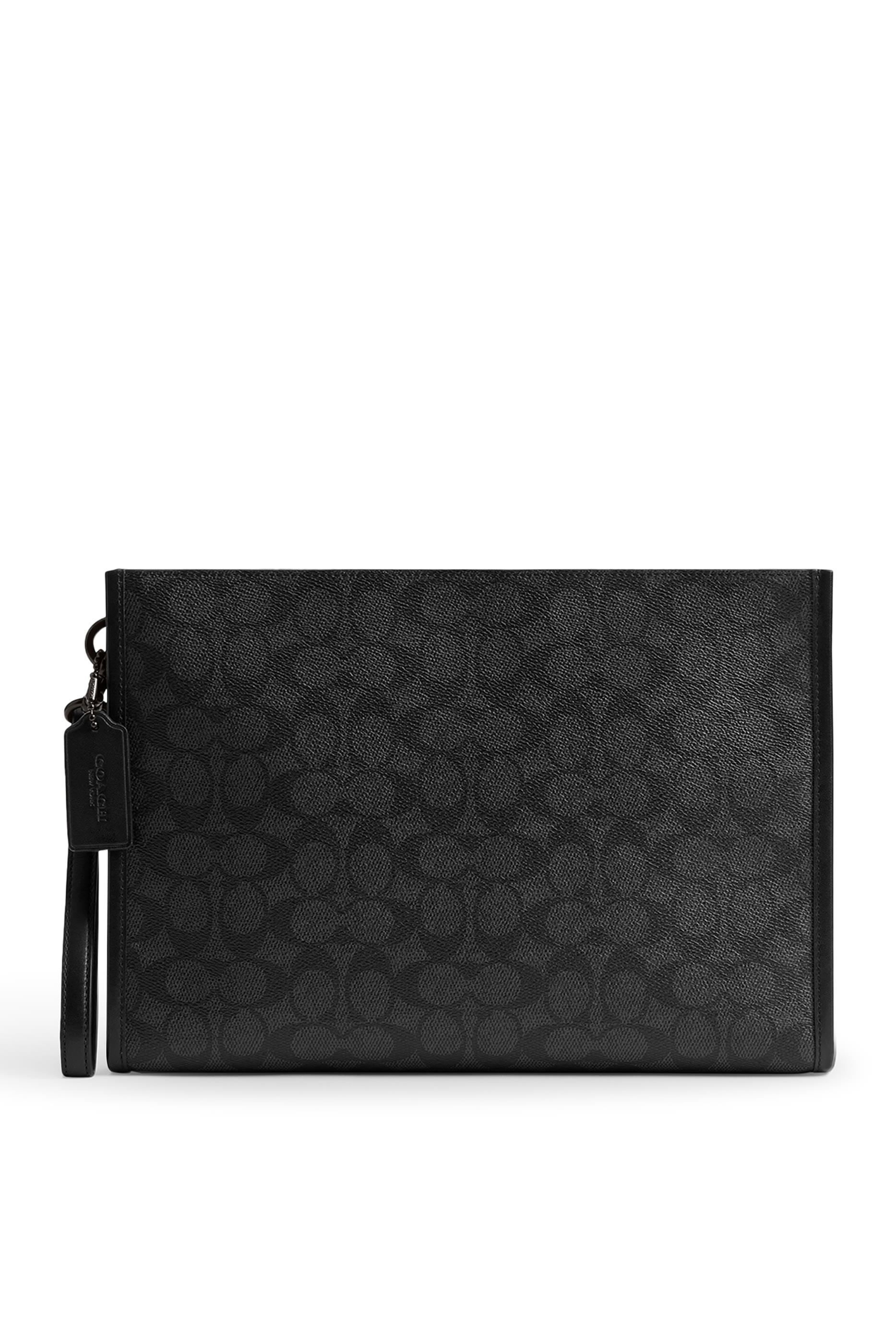 حقيبة صغيرة بنقشة شعار الماركة جلد