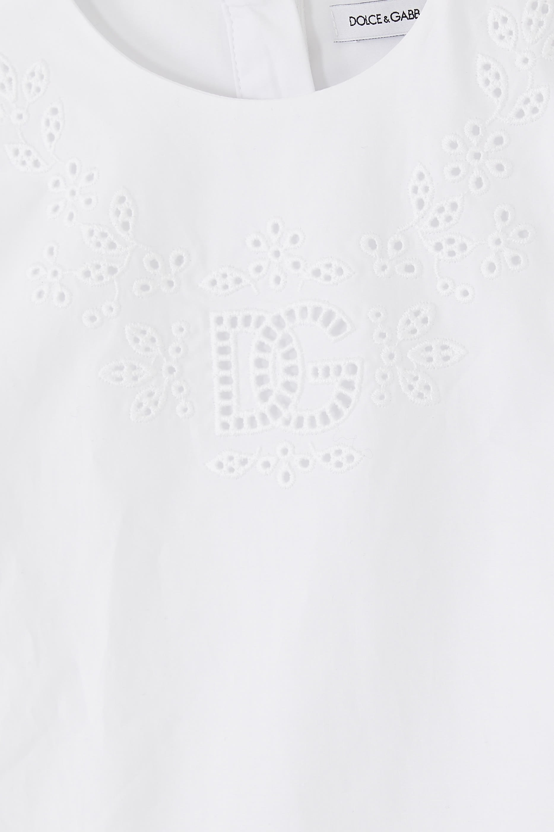 فستان جيرسيه وبوبلين مكشكش بشعار الماركة للأطفال