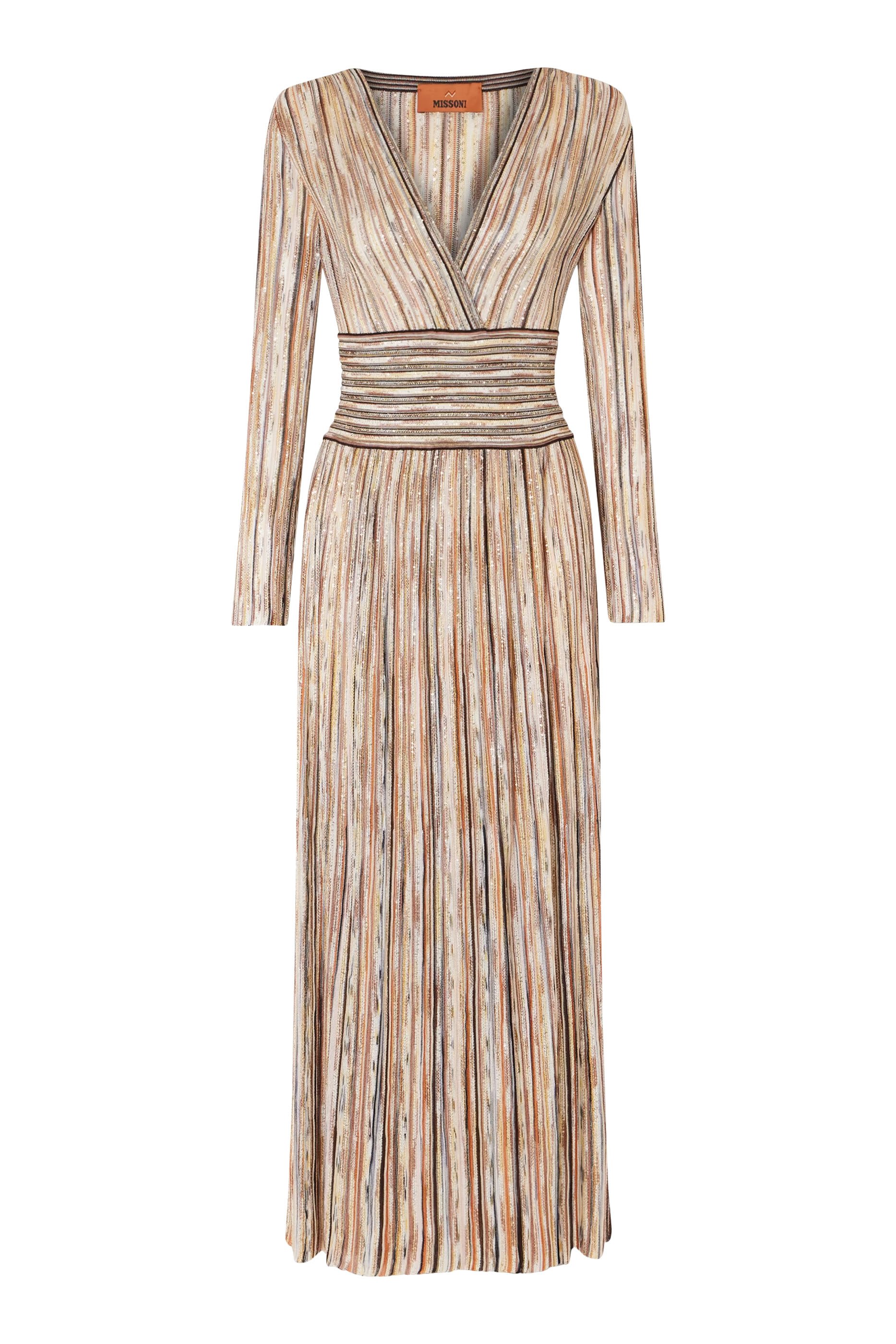 فستان طويل بحزام نسيج لوركس مطرز جزئيا