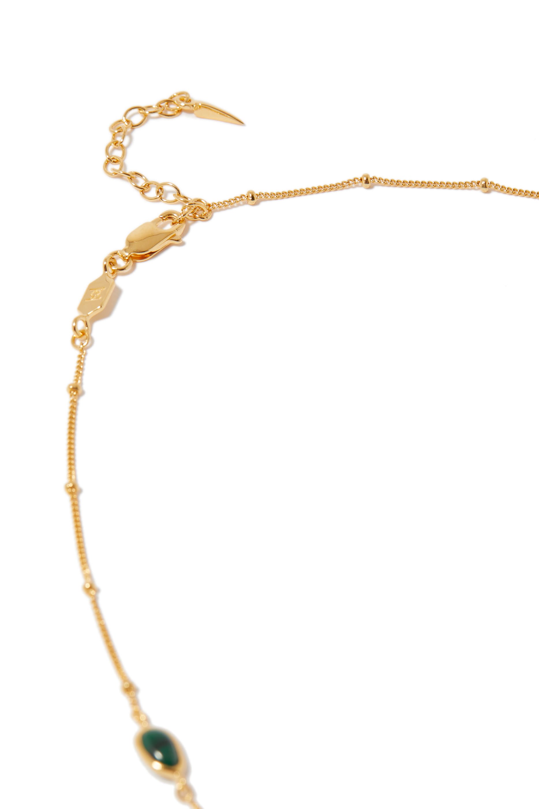 Stone Choker, 18k Gold-Plated Sterling Silver & Malachite