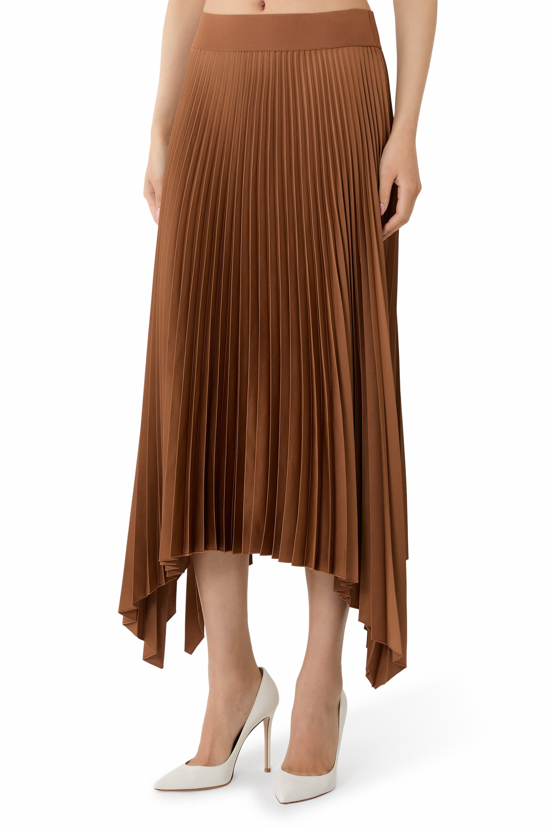 تنورة أدي منسوجة بطيات وحافة مموجة