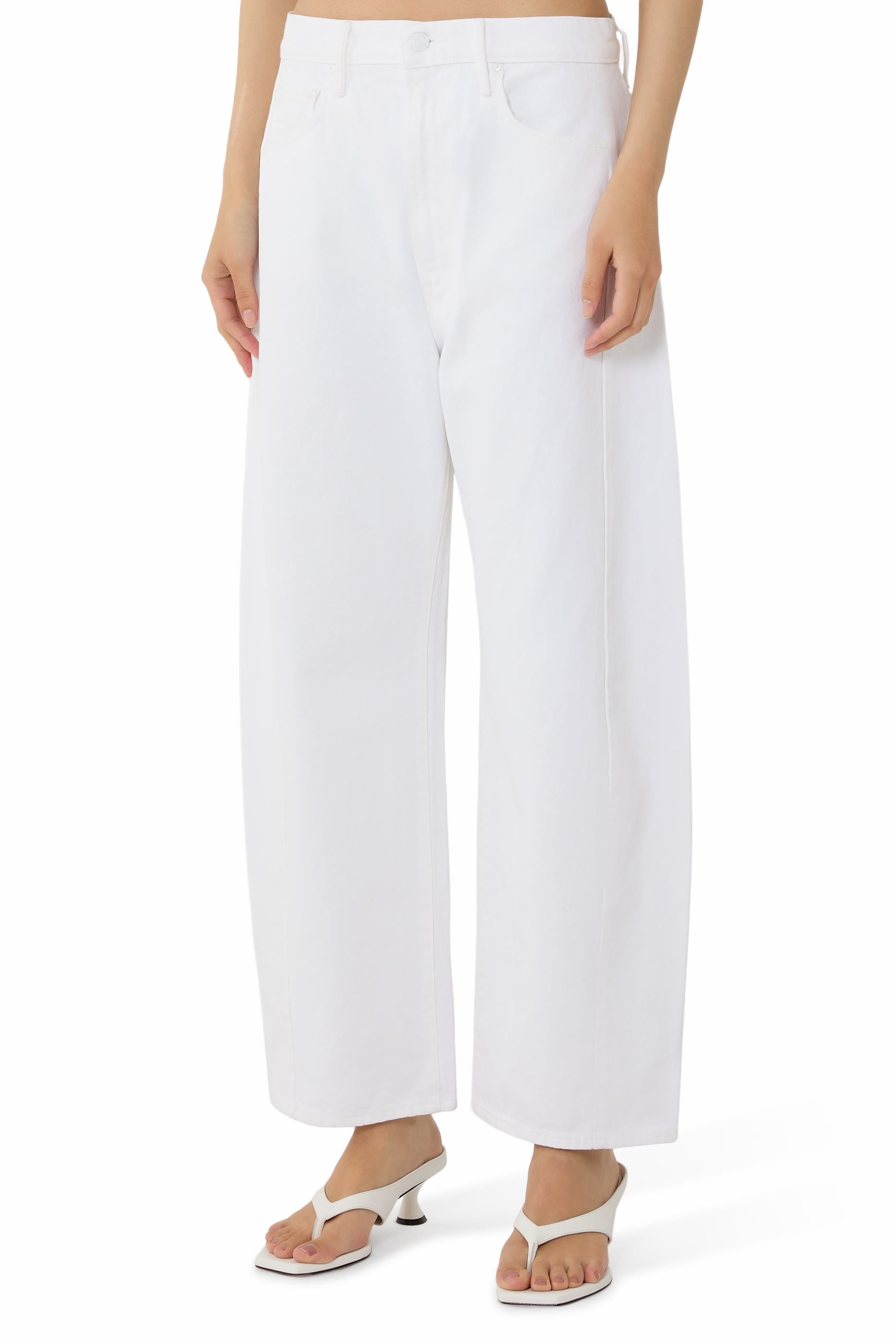 بنطال جينز بطول الكاحل بحواف ملفوفة