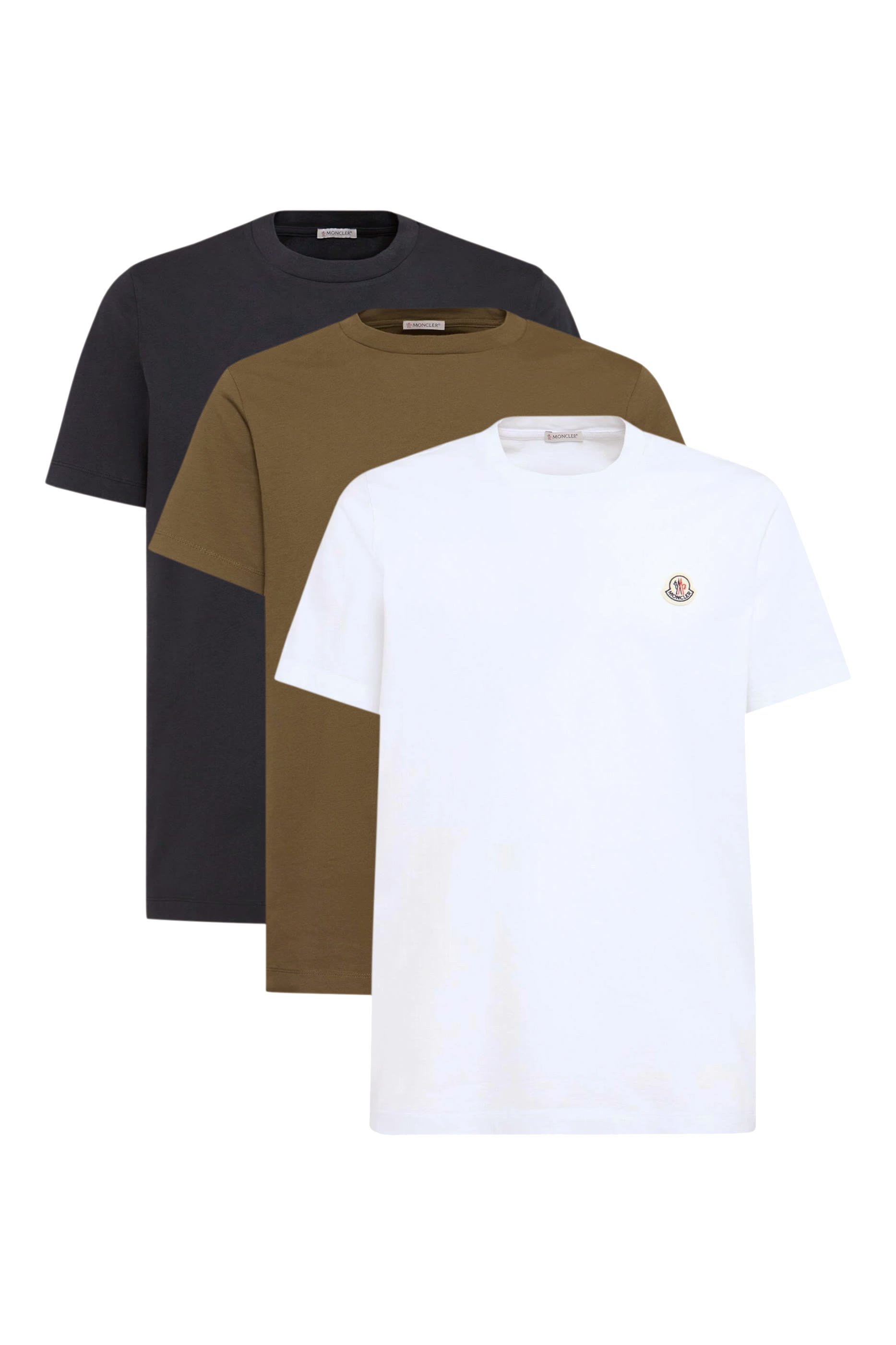 طقم تيشيرت برقعة شعار الماركة قطن، 3 قطع