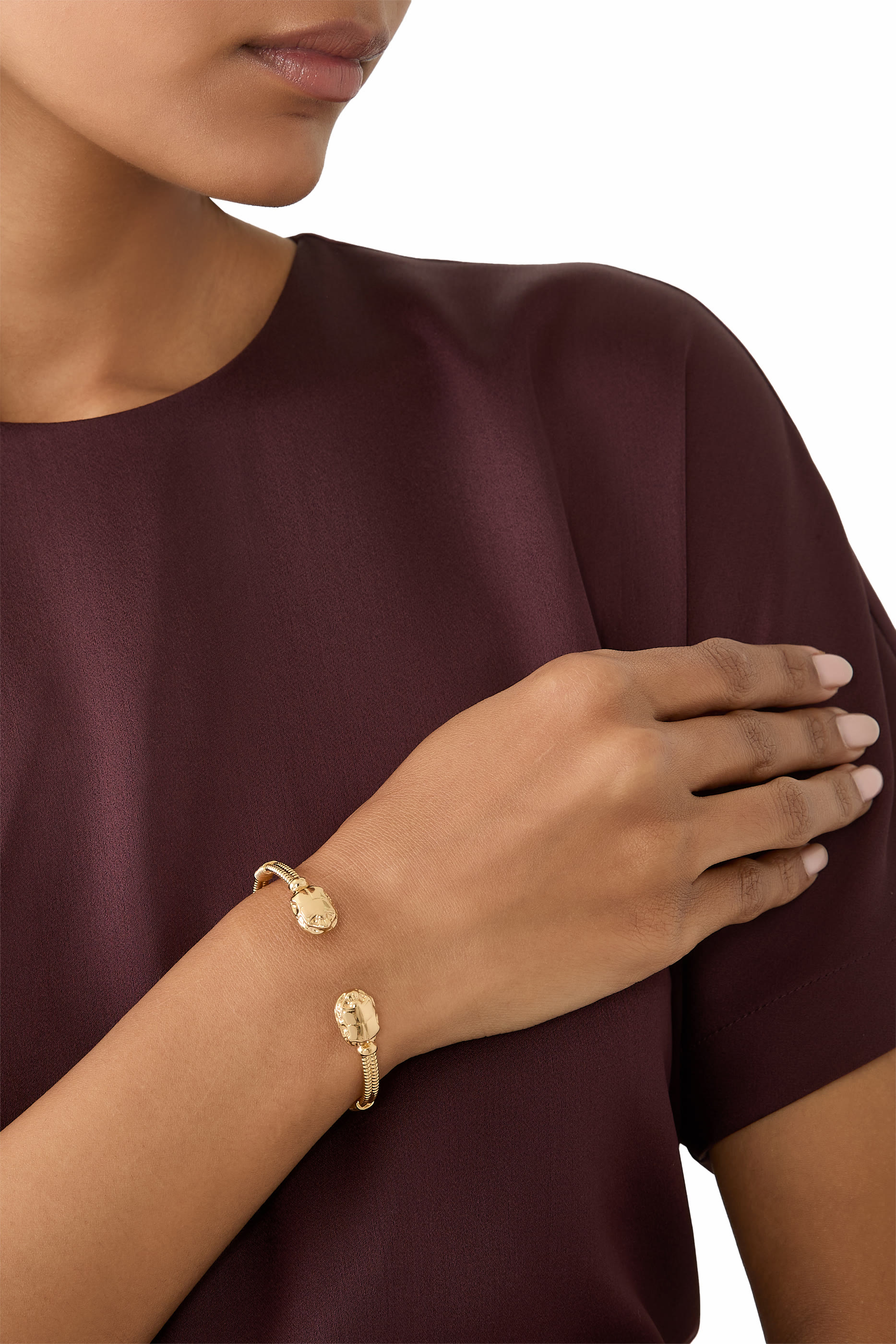 سوار سكاراموش مزدوج ملفوف، معدن مطلي بالذهب