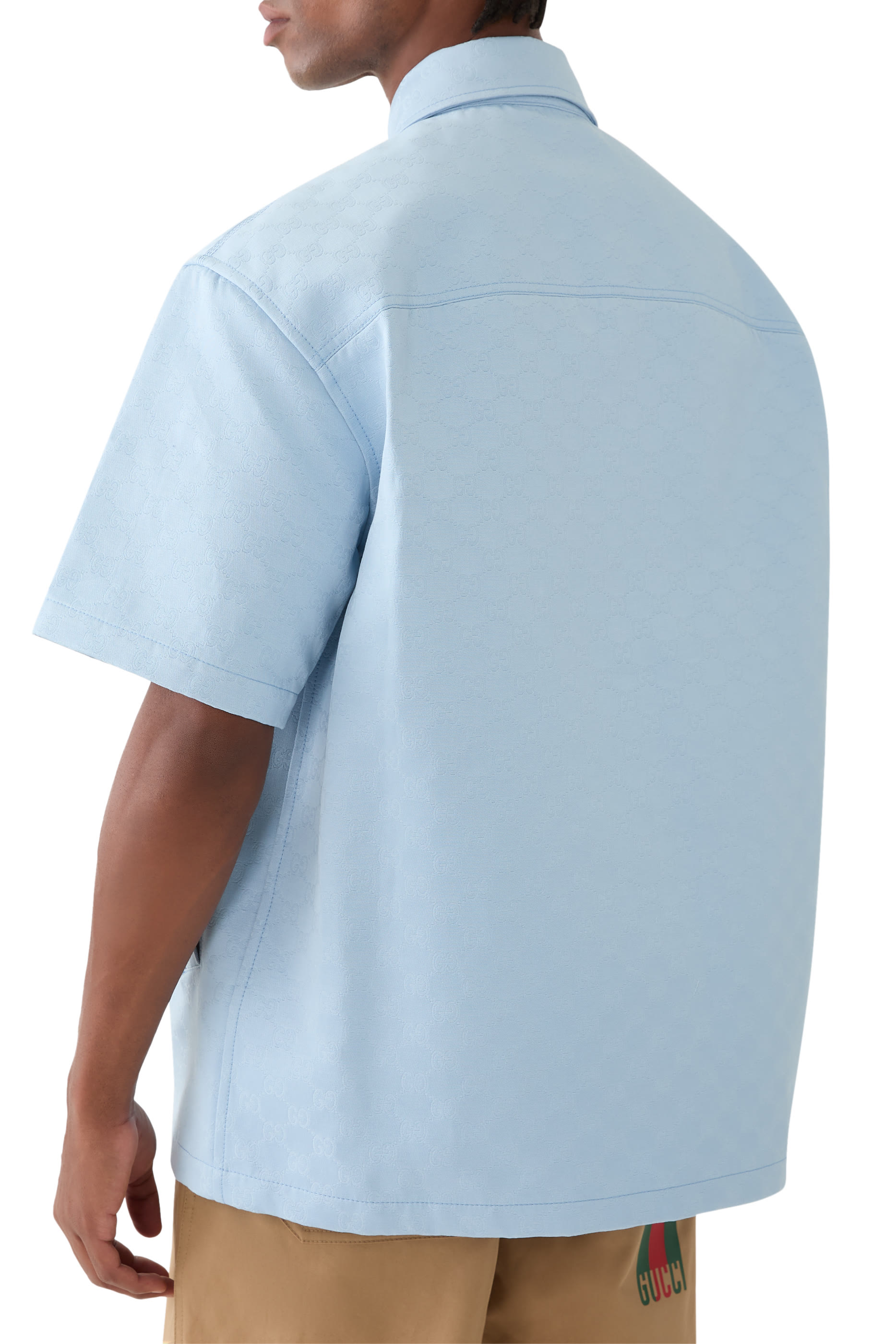 قميص بقصة فضفاضة وحرفي شعار الماركة قطن