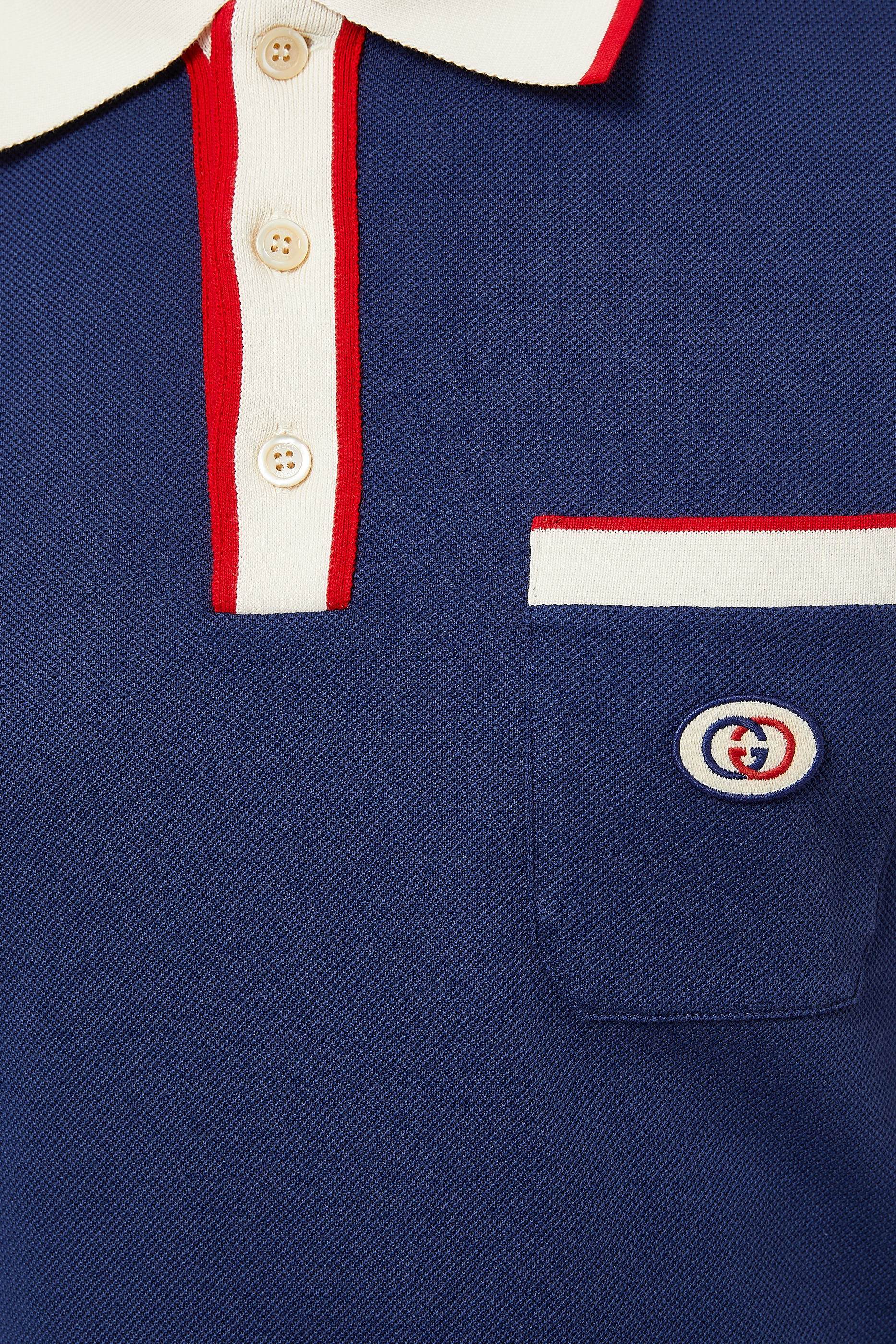 قميص بولو قطن بيكيه بشعار حرفي GG متداخلين