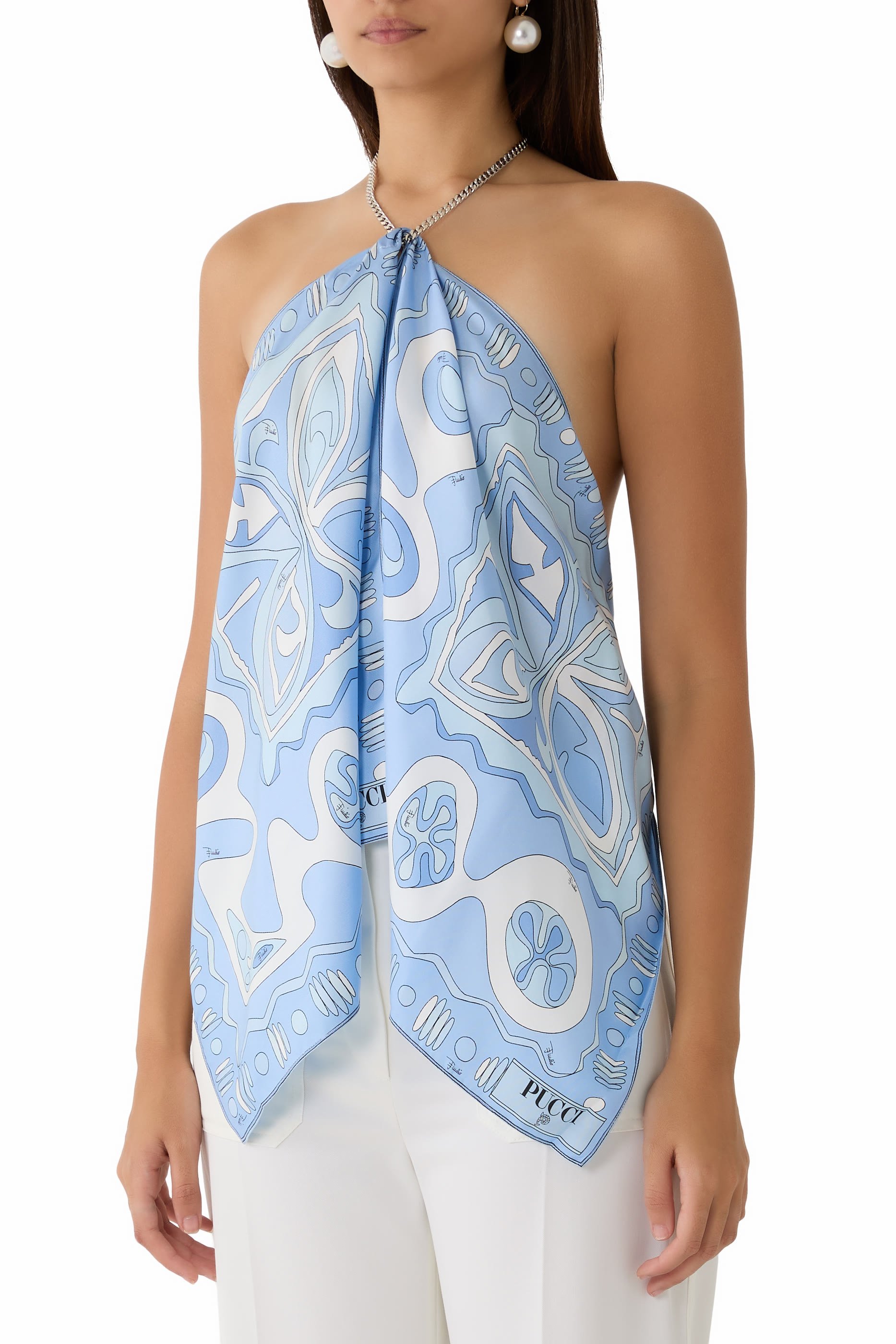 بلوزة أنجولي بسلسلة ونقشة