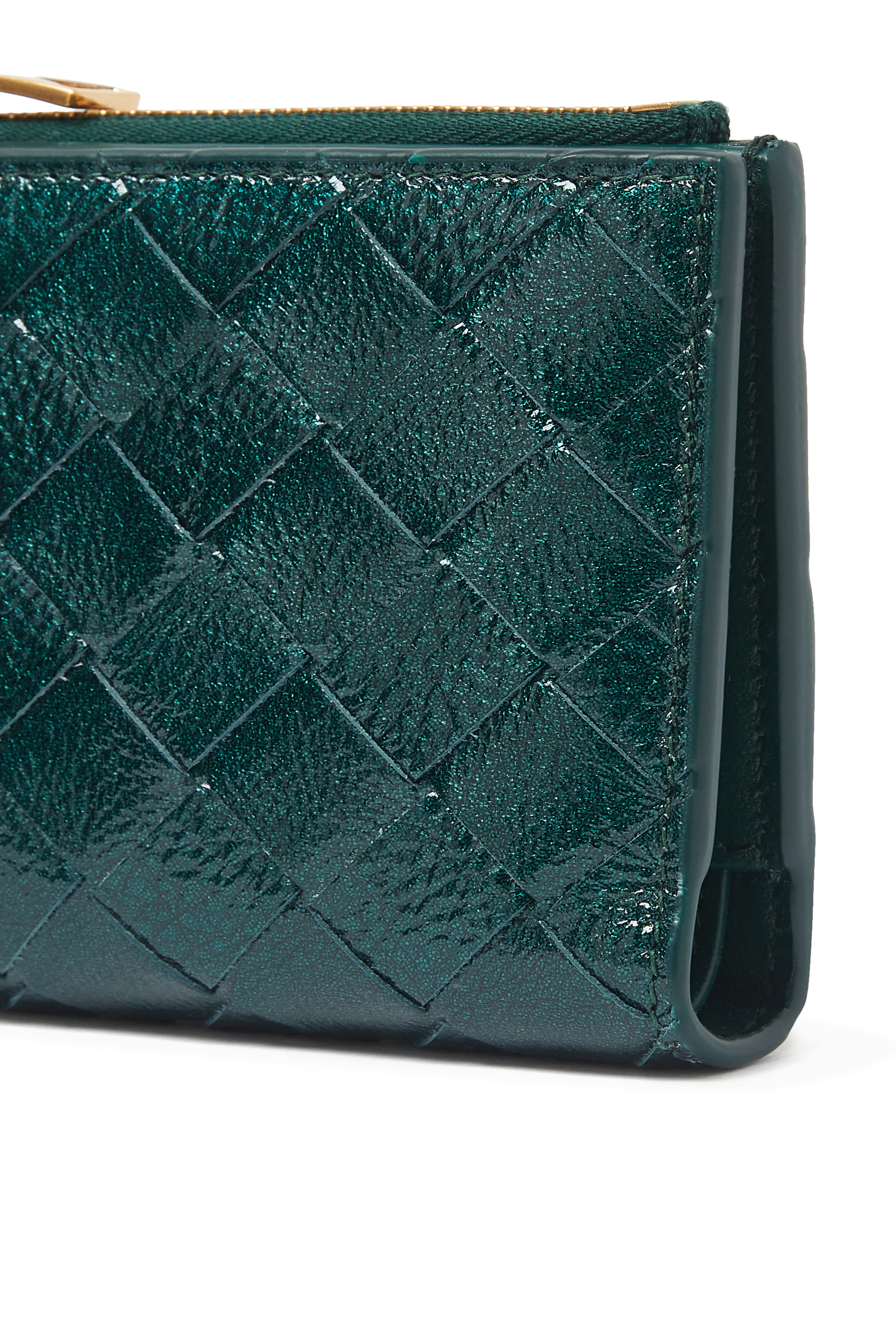 محفظة ثنائية الطي صغيرة بالتصميم المجدول