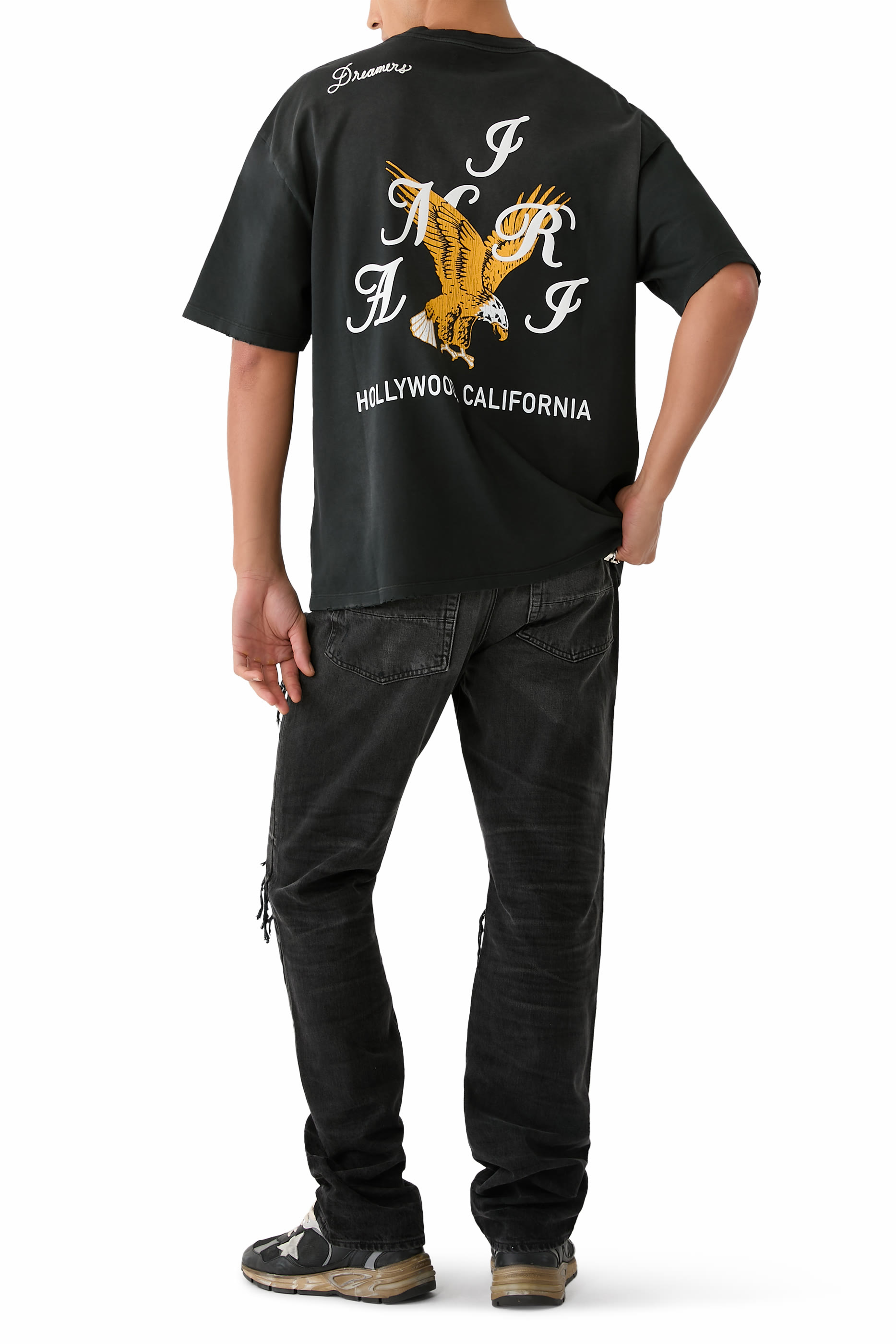 تيشيرت بقصة فضفاضة ونقشة نسر