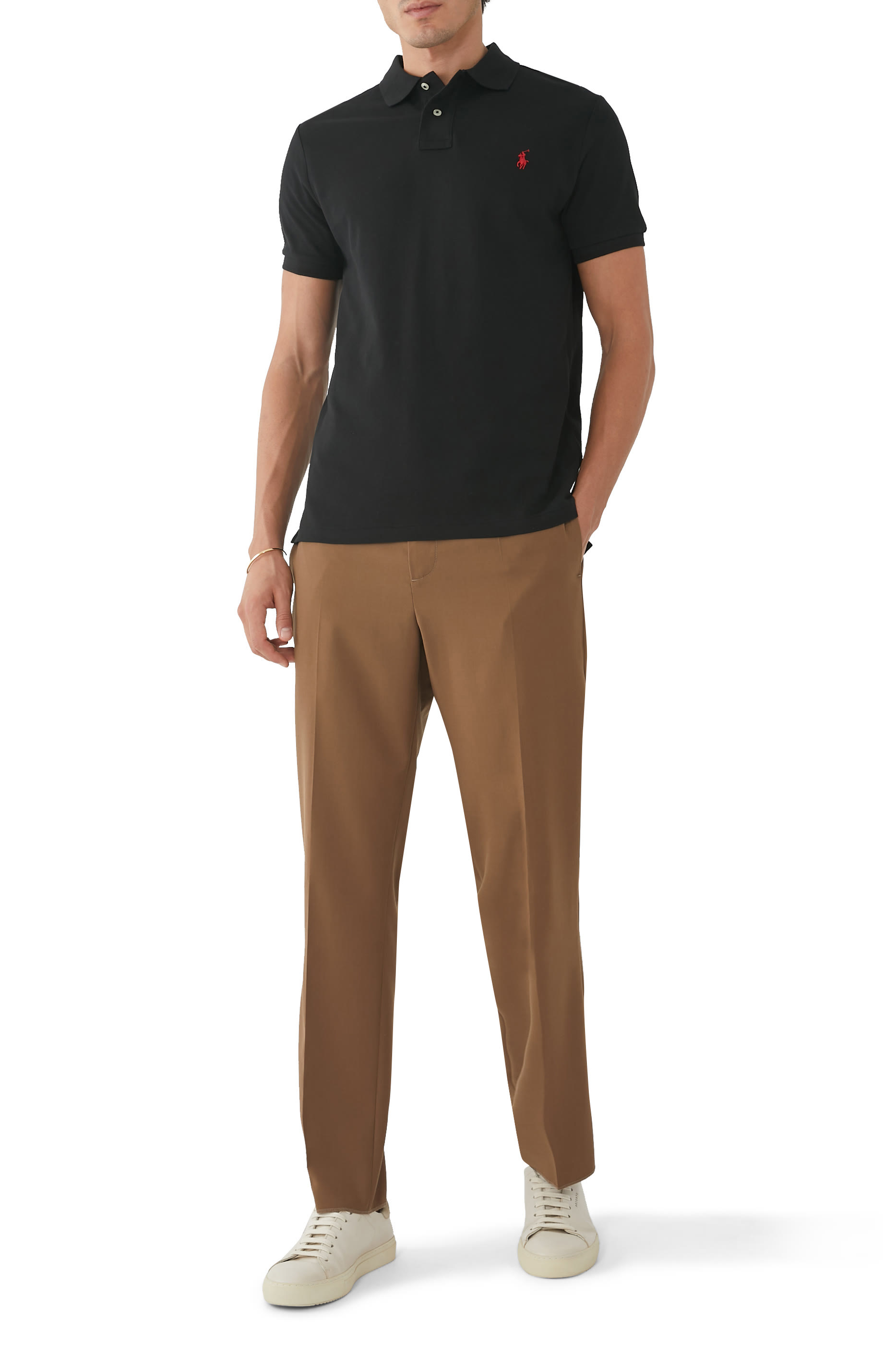 تيشيرت بولو مطرز بشعار الماركة