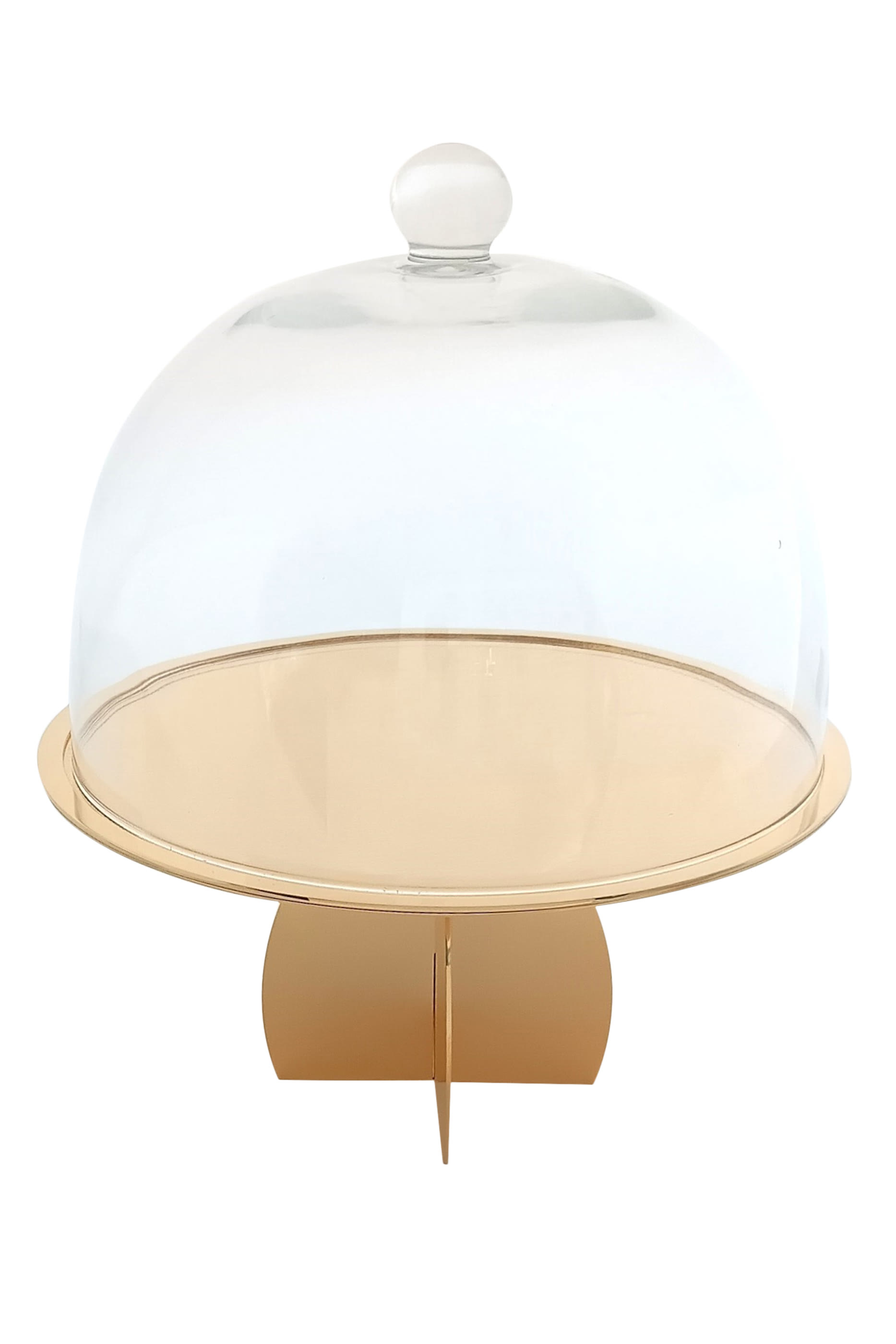 حامل كيك ستانلس ستيل بنقشة جلد الفيل مع غطاء زجاجي