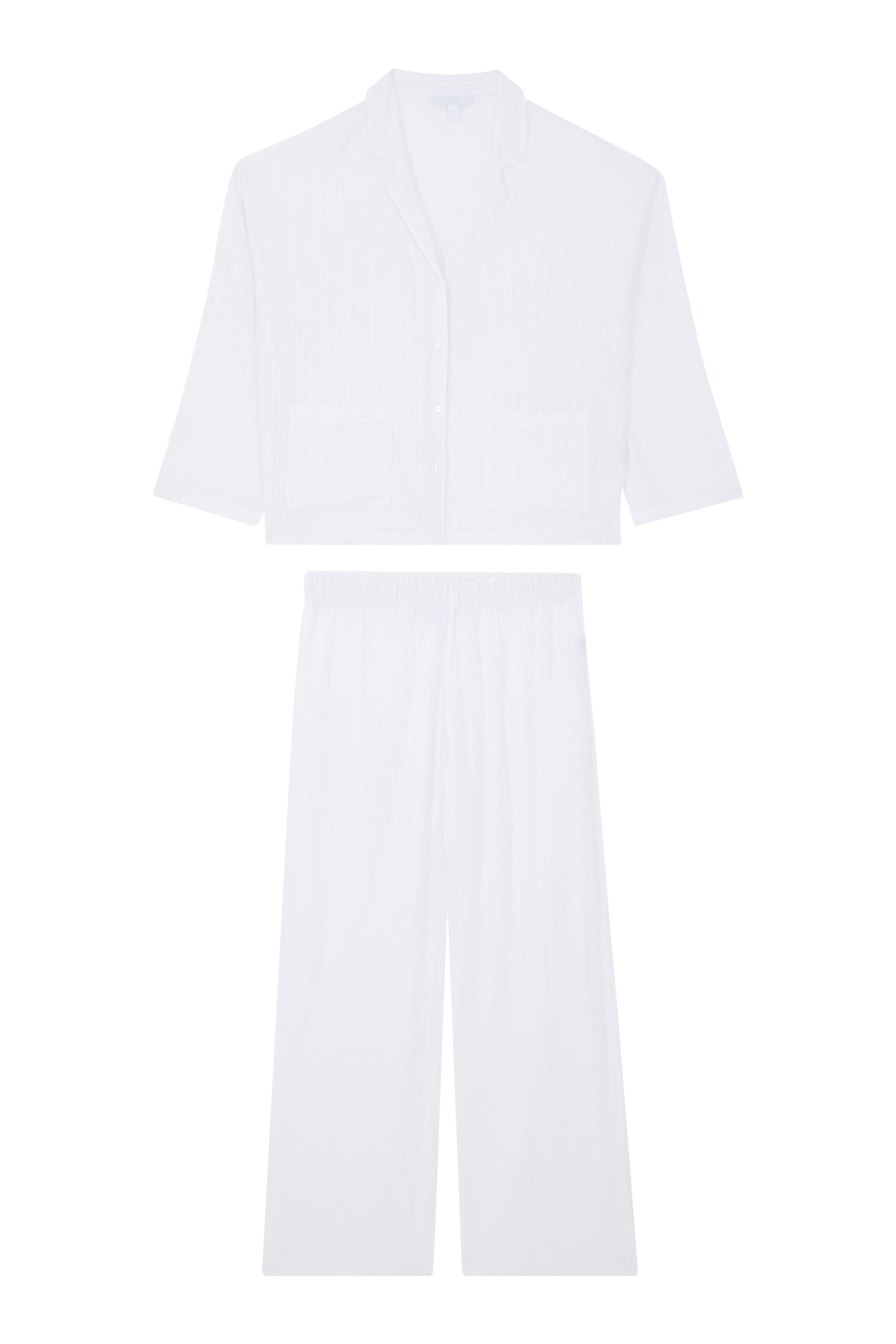 طقم بيجاما بأكتاف منسدلة قطن سيرساكر