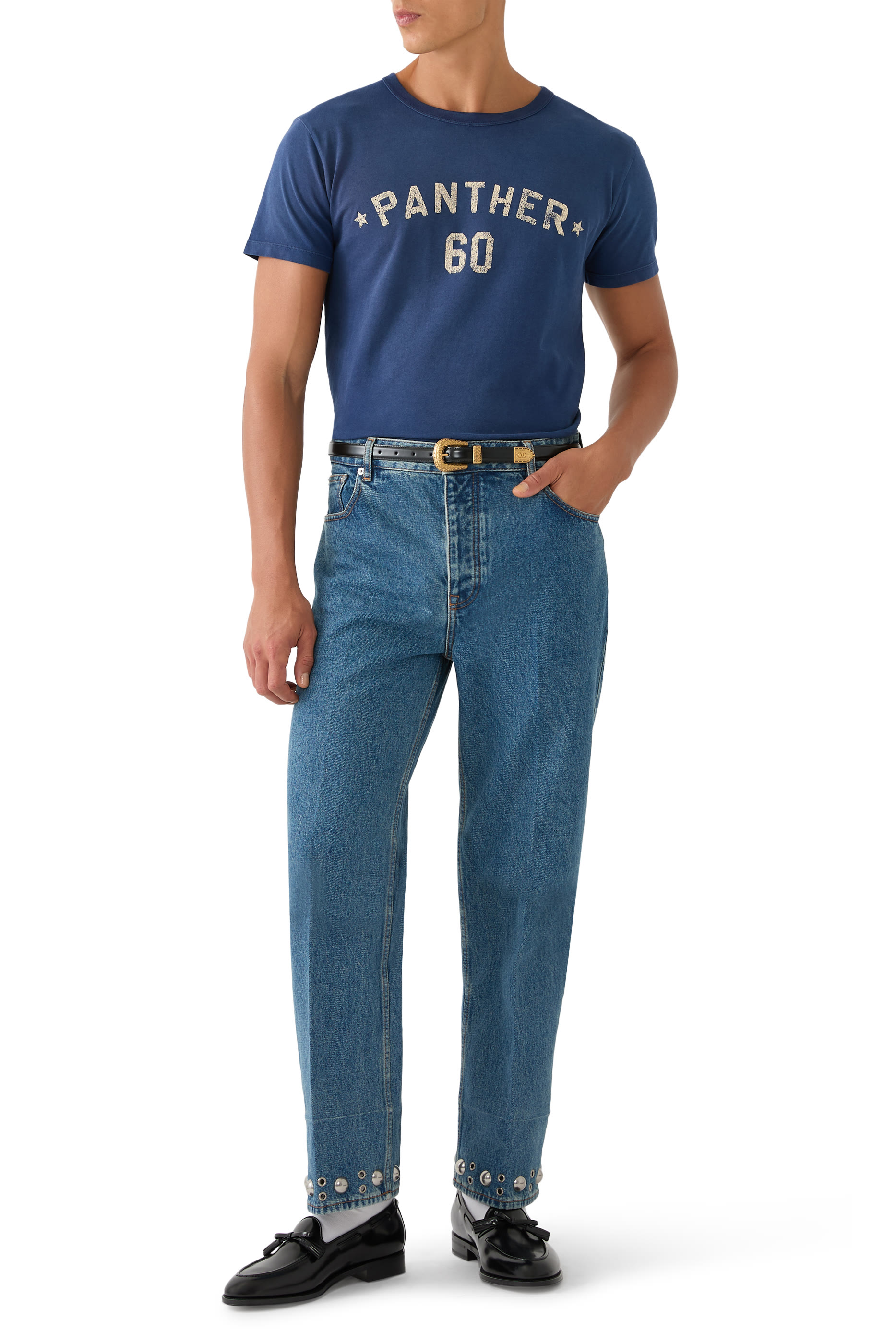 تيشيرت بطبعة شعار الماركة ورقعة