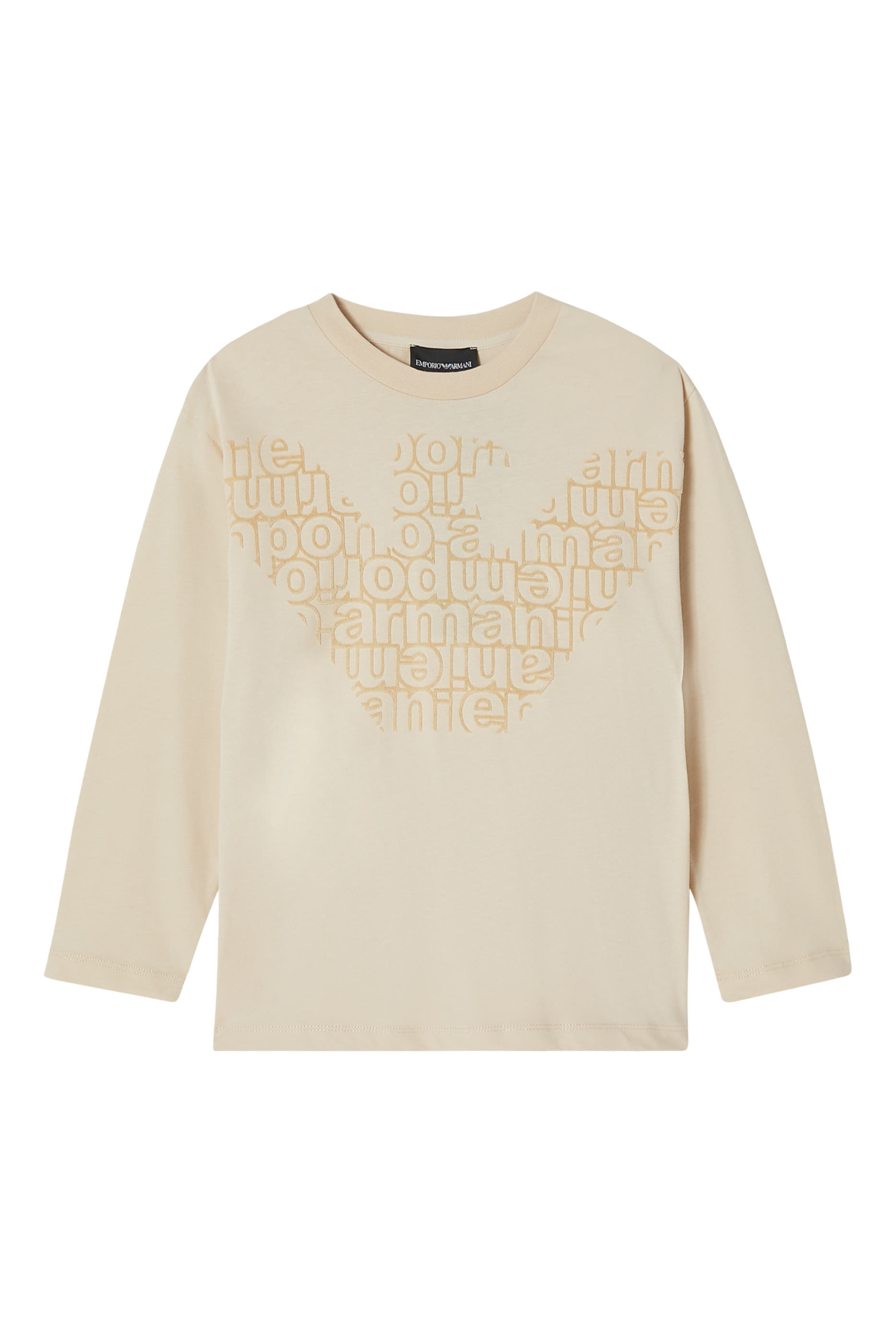 تيشيرت بشعار الماركة بملمس بارز قطن للأطفال 