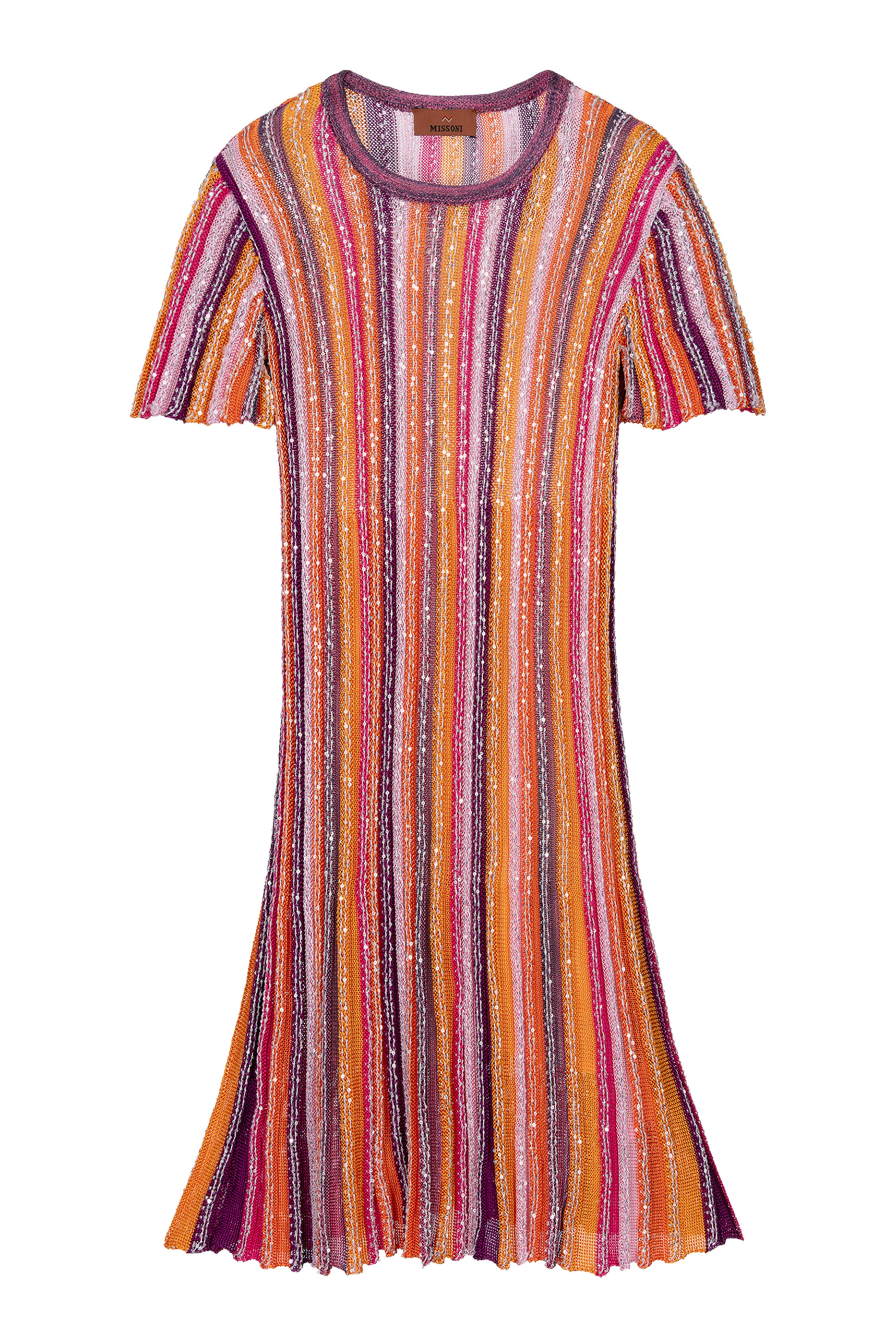 فستان قصير نسيج مطرز جزئيا بالترتر للأطفال