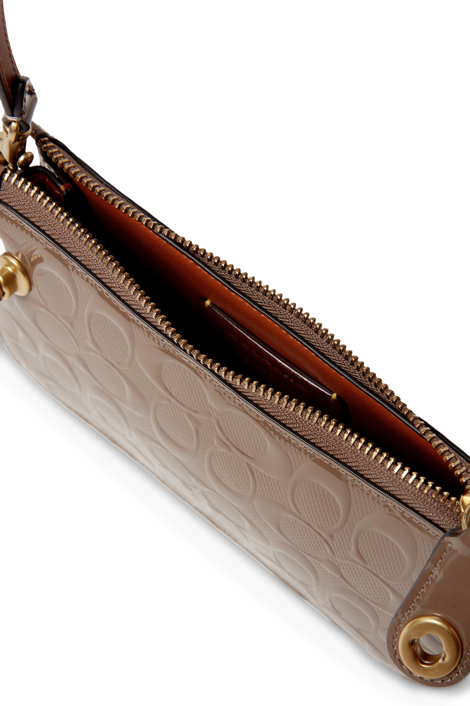 حقيبة كتف بين جلد بنقشة شعار الماركة