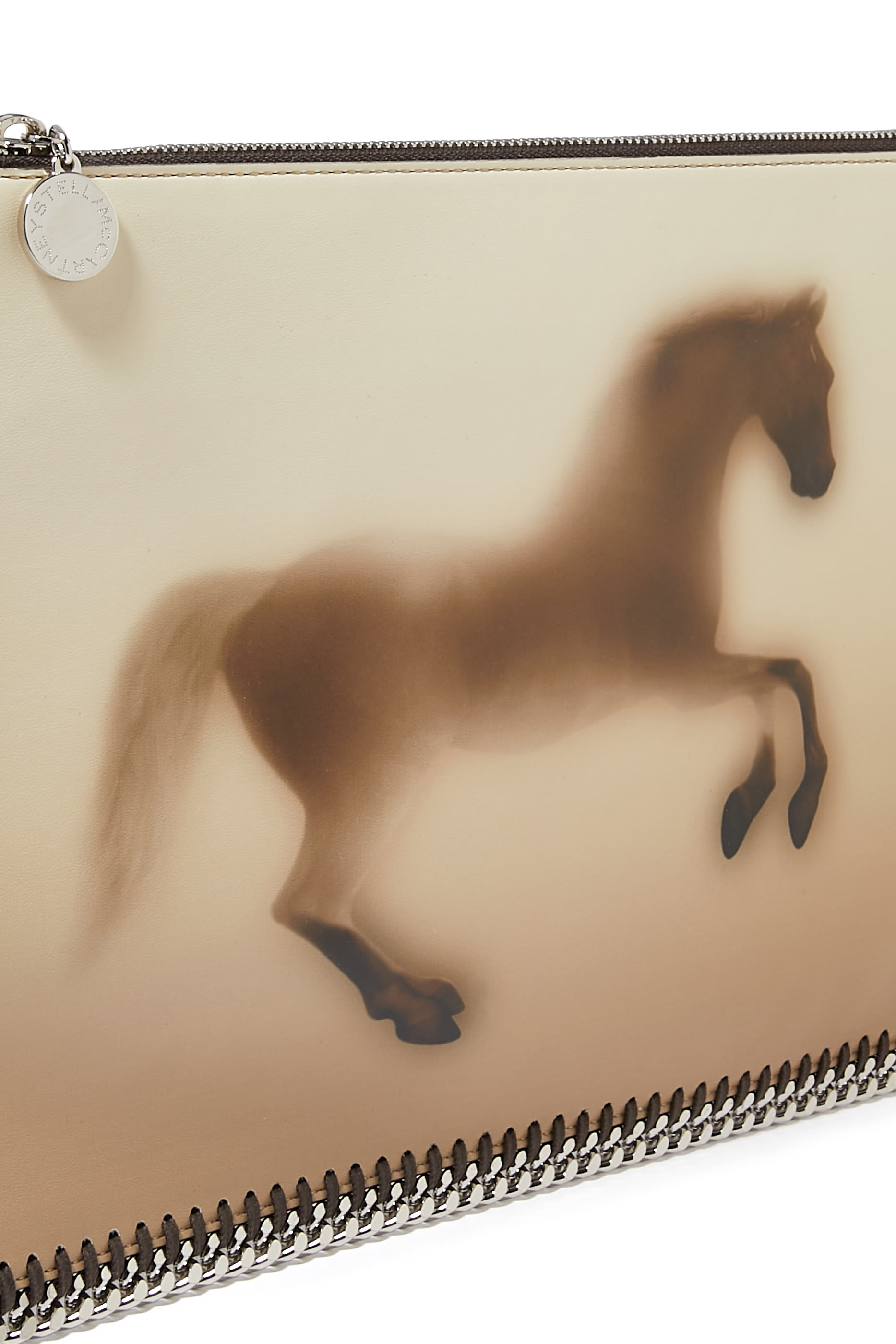 حقيبة فالابيلا صغيرة بسحاب ونقشة حصان باهتة