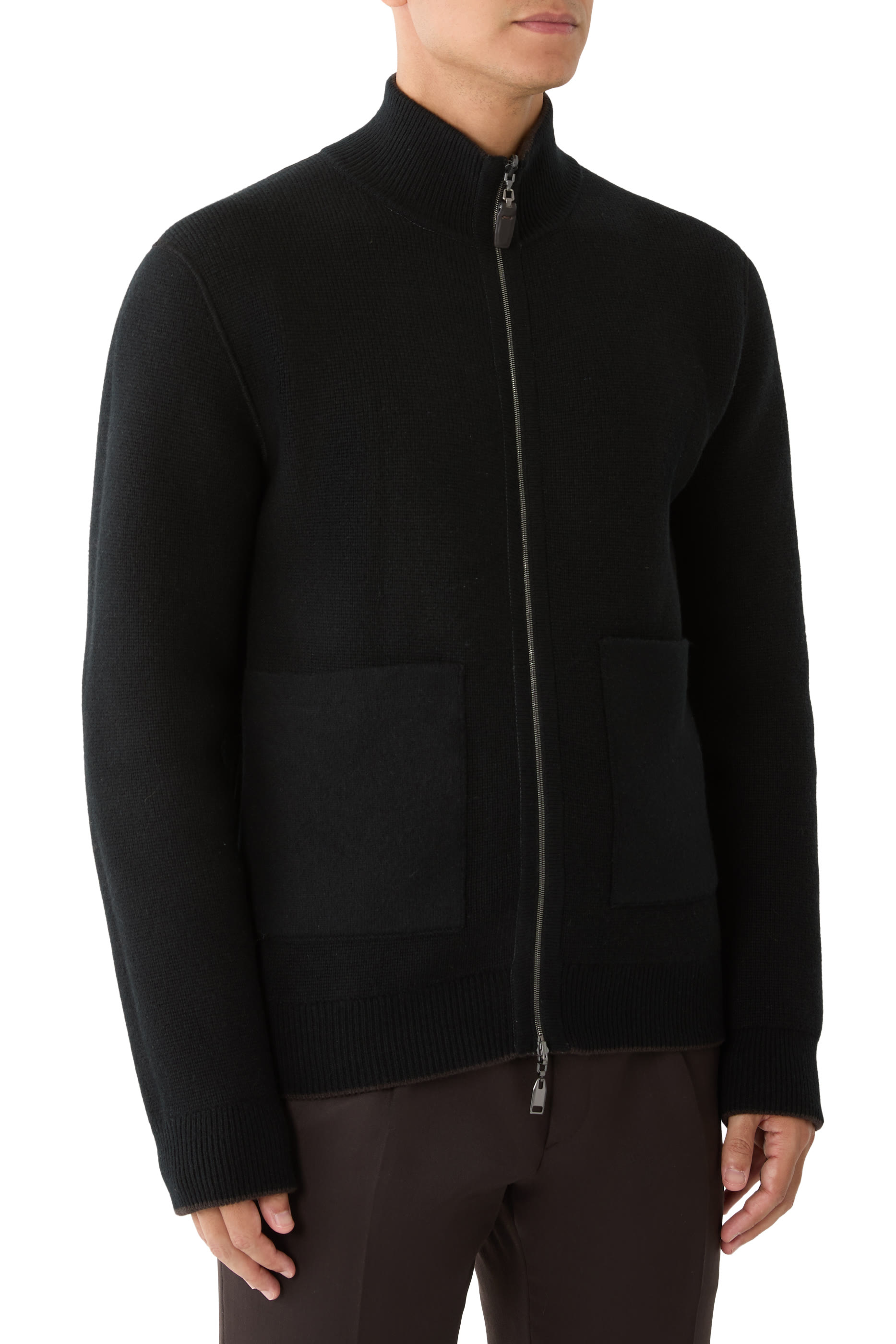 جاكيت بتصميم بوجهين بسحاب كامل