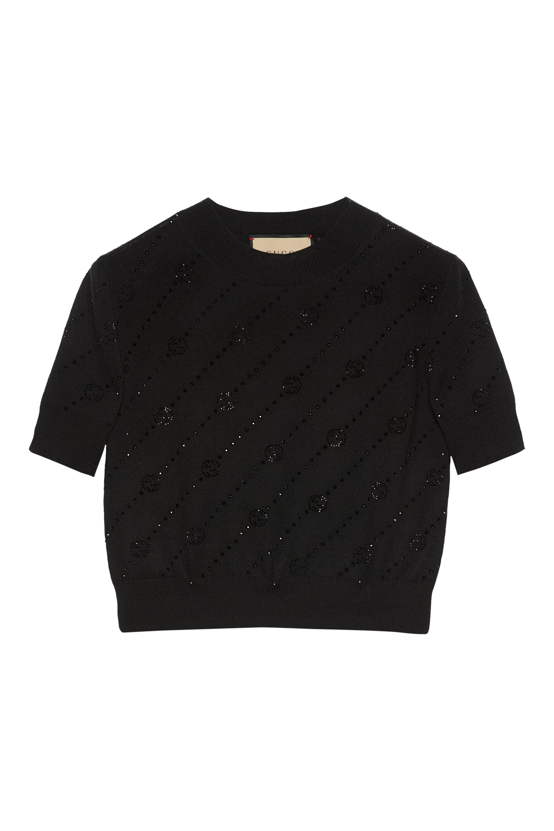 بلوزة كشمير مزينة بحرفي شعار الماركة والكريستال